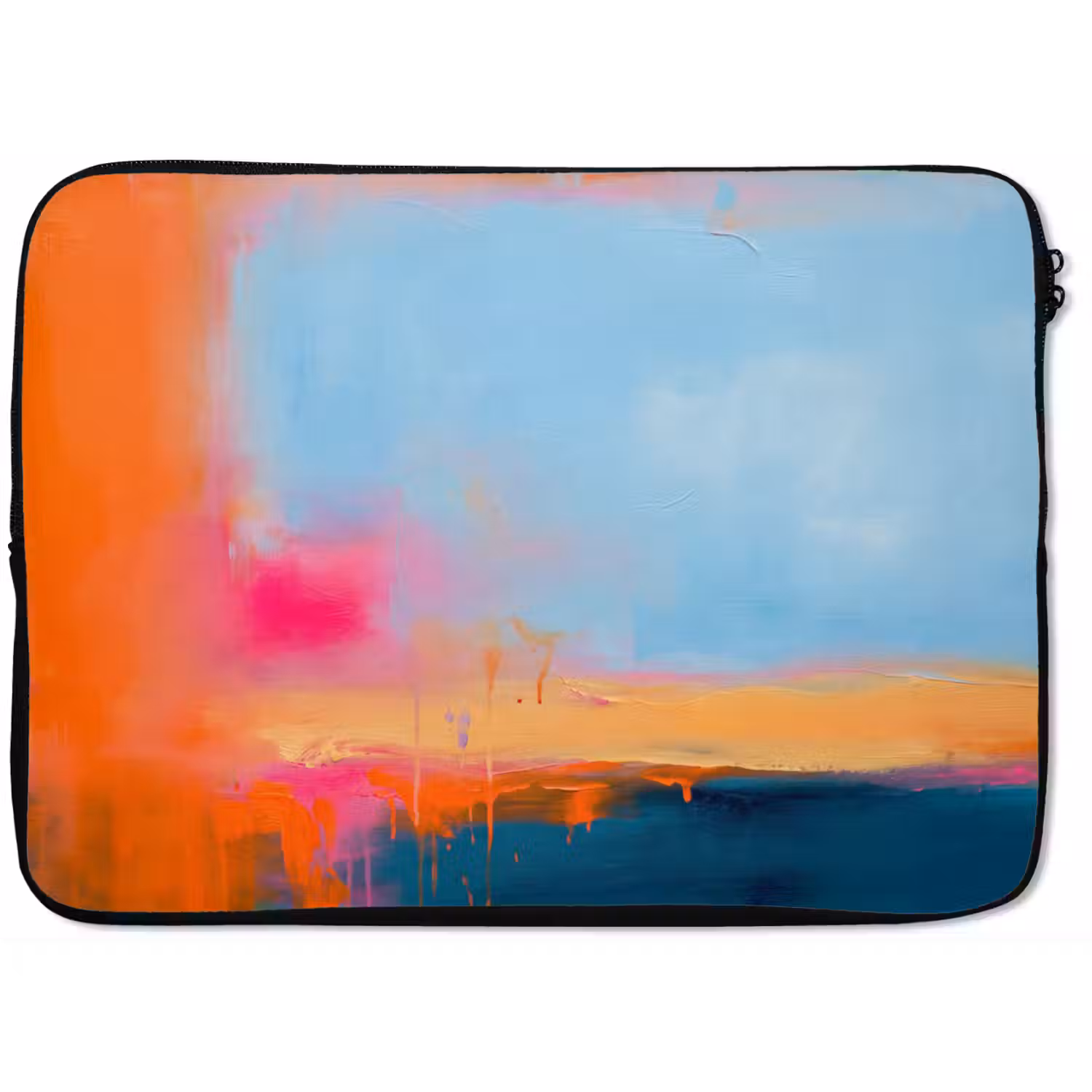 Abstract - Kleurvlakken - Modern - Oranje - Blauw laptophoes neopreen klein -zkaufland3dotto