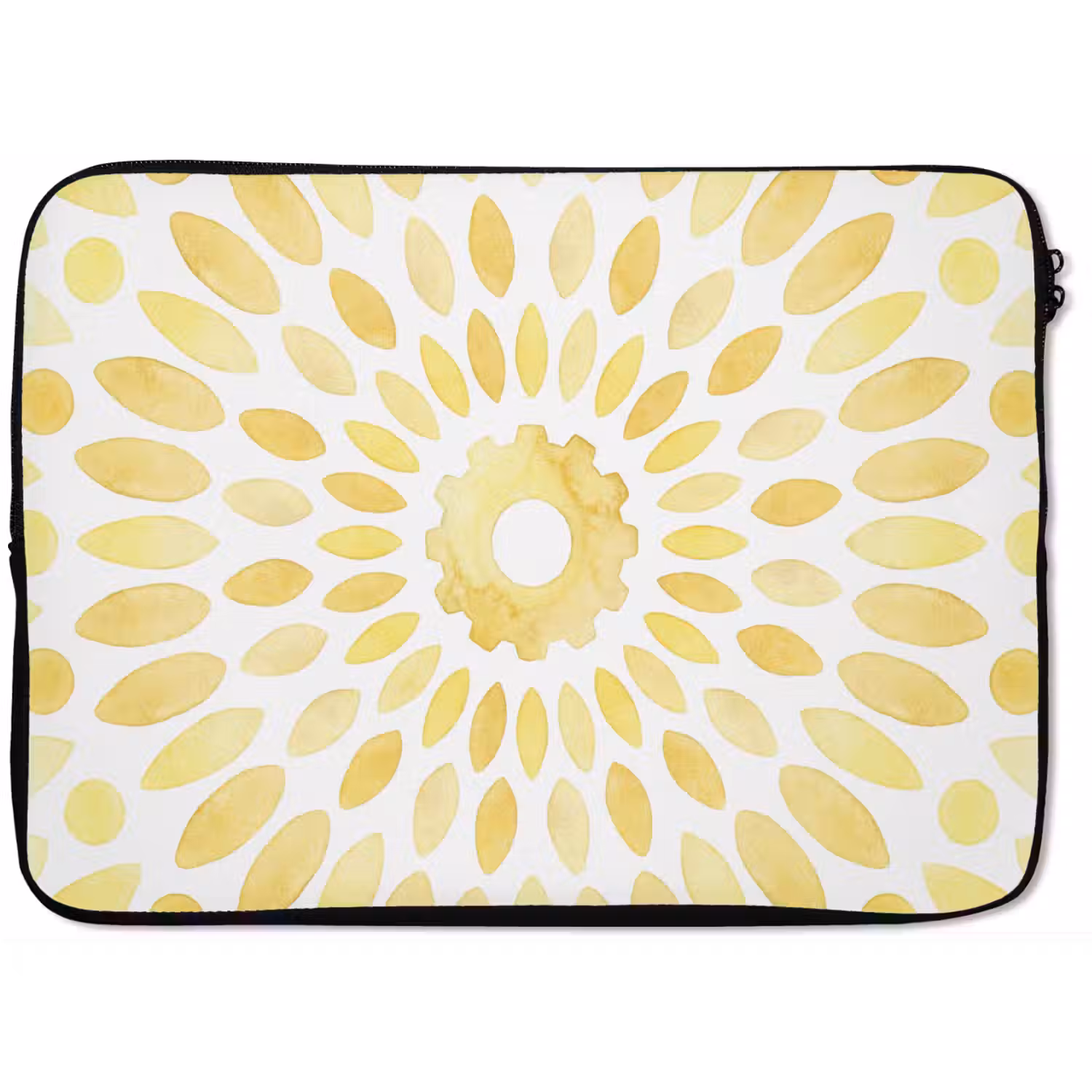 Abstract - Geometrisch - Stralend - Geel laptophoes neopreen klein -zkaufland3dotto