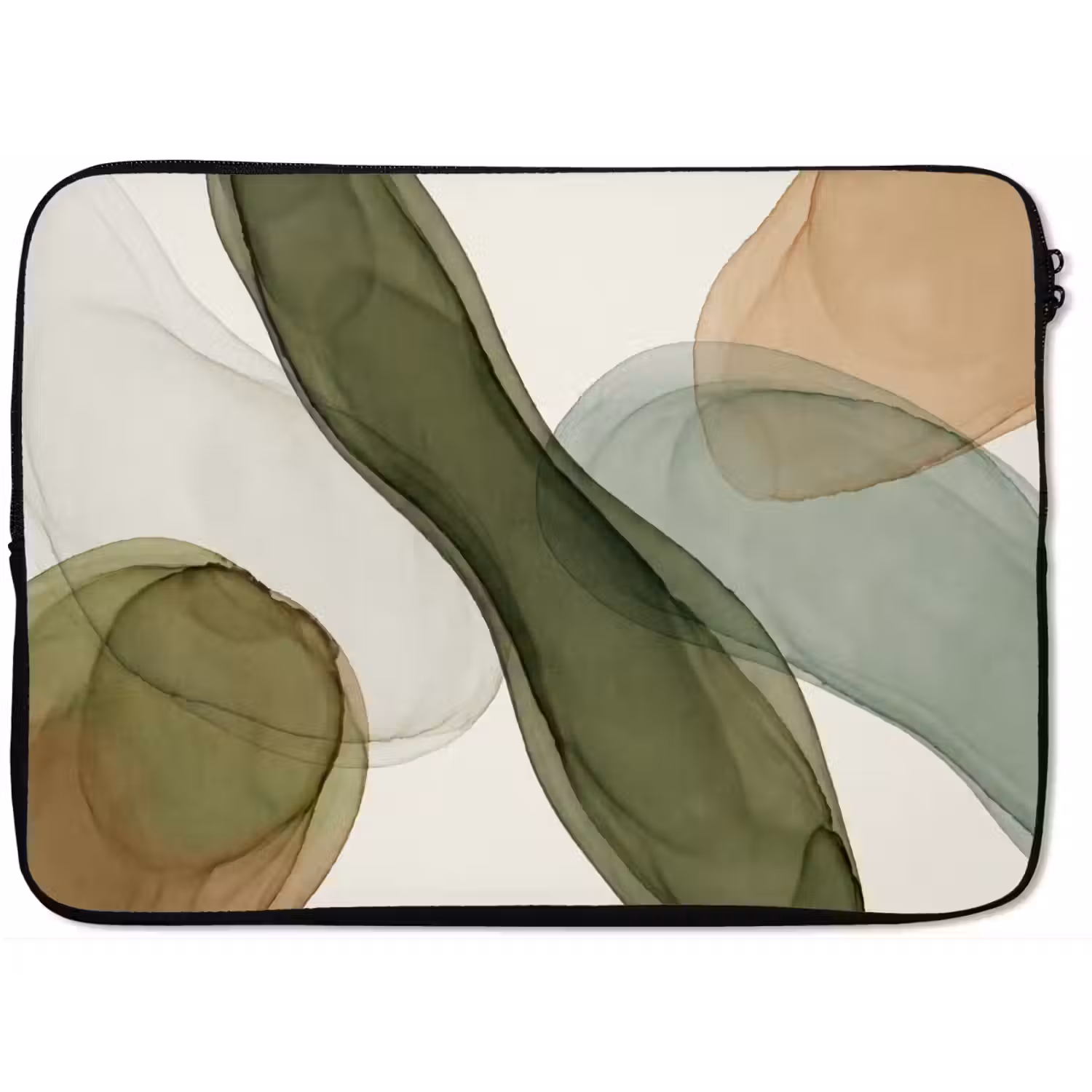 Abstract - Vormen - Modern - Kunst - Groen - Bruin laptophoes neopreen klein -zkaufland3dotto
