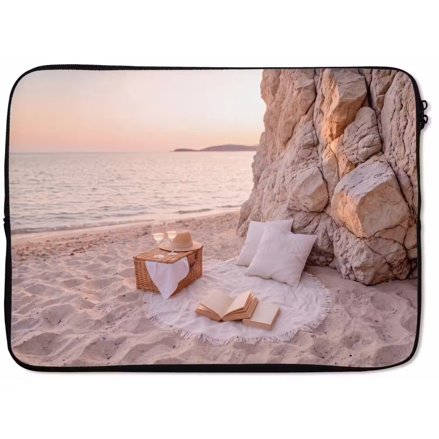Strand - Picknick - Zonsondergang - Zomer - Natuur laptophoes neopreen klein -zkaufland3dotto