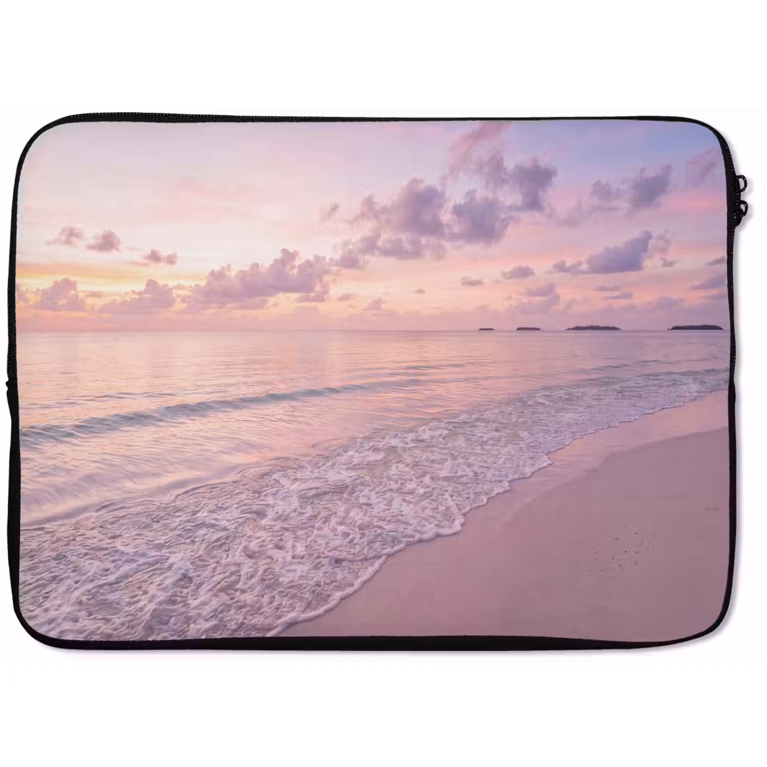 Strand - Zonsondergang - Natuur - Minimalistisch - Roze laptophoes neopreen klein -zkaufland3dotto