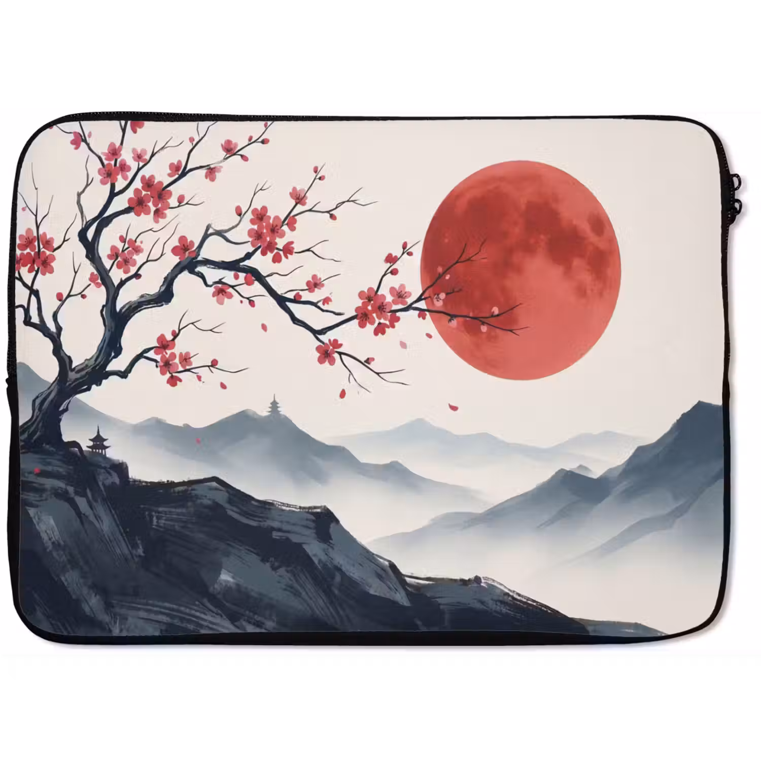 Kersenbloesem - Oosters - Rood laptophoes neopreen klein -zkaufland3dotto