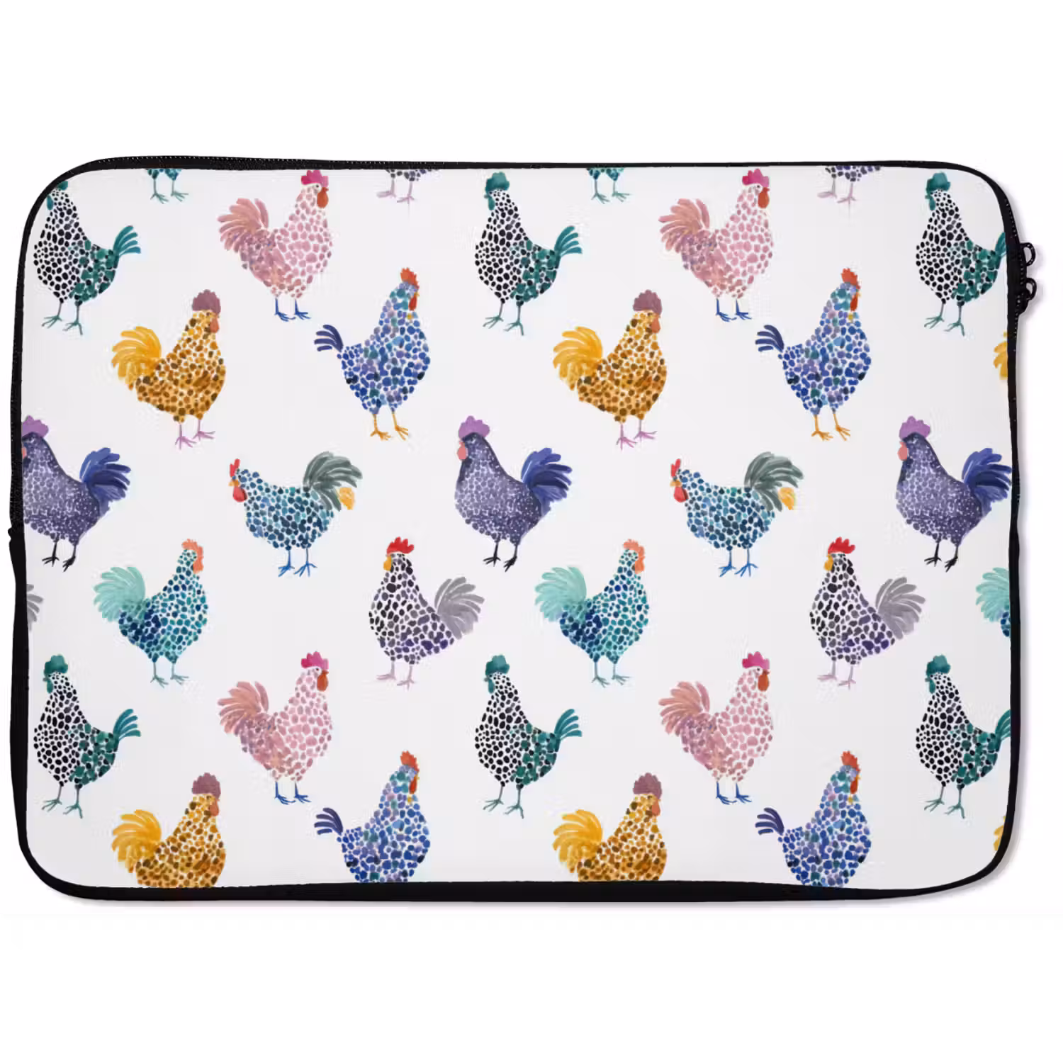 Kippen -Aquarel - Kleurrijk laptophoes neopreen klein 279 -zkaufland3dotto