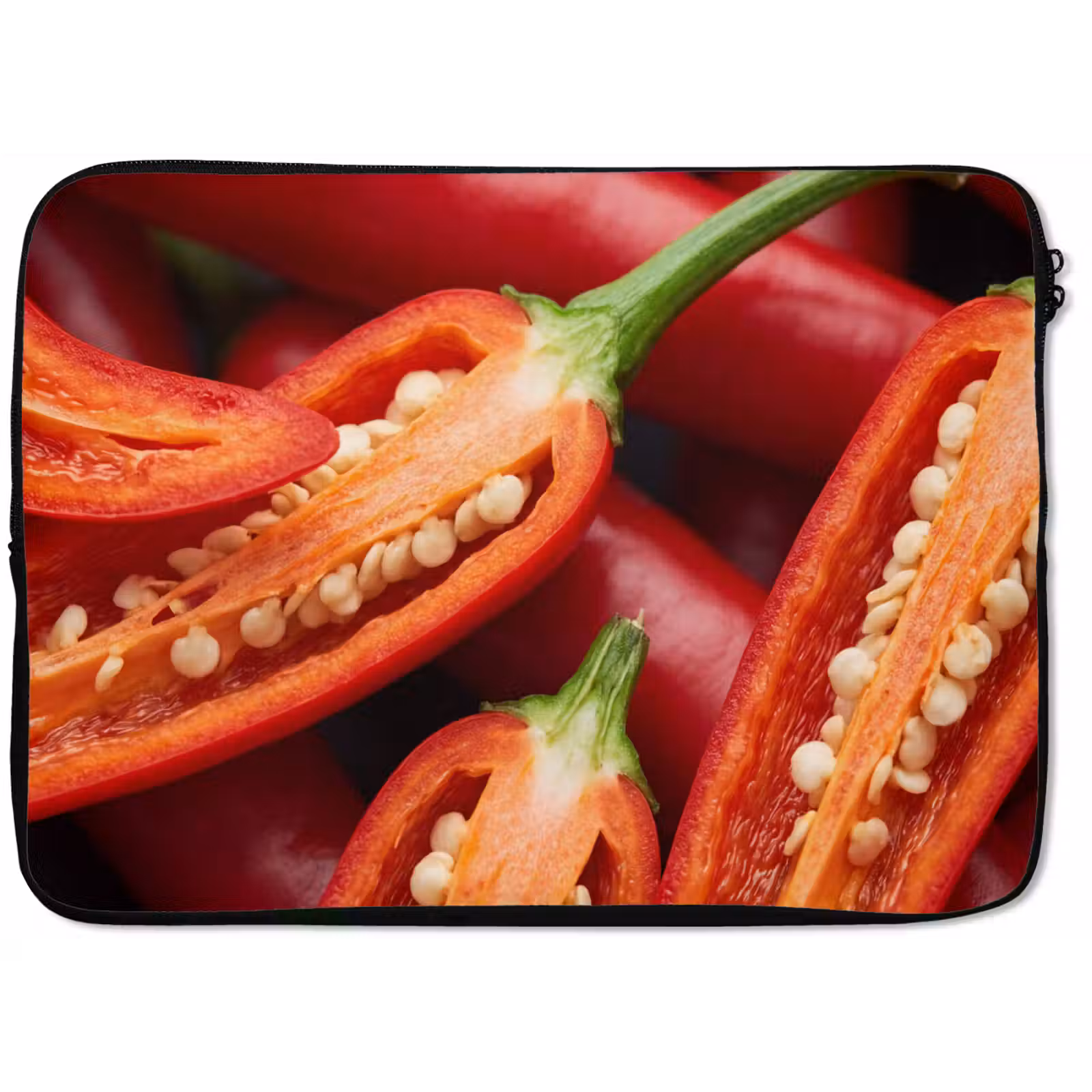 Laptop Sleeve - Chili Pepper - Open - Red - Chilipeper - Open - Rood laptophoes neopreen klein