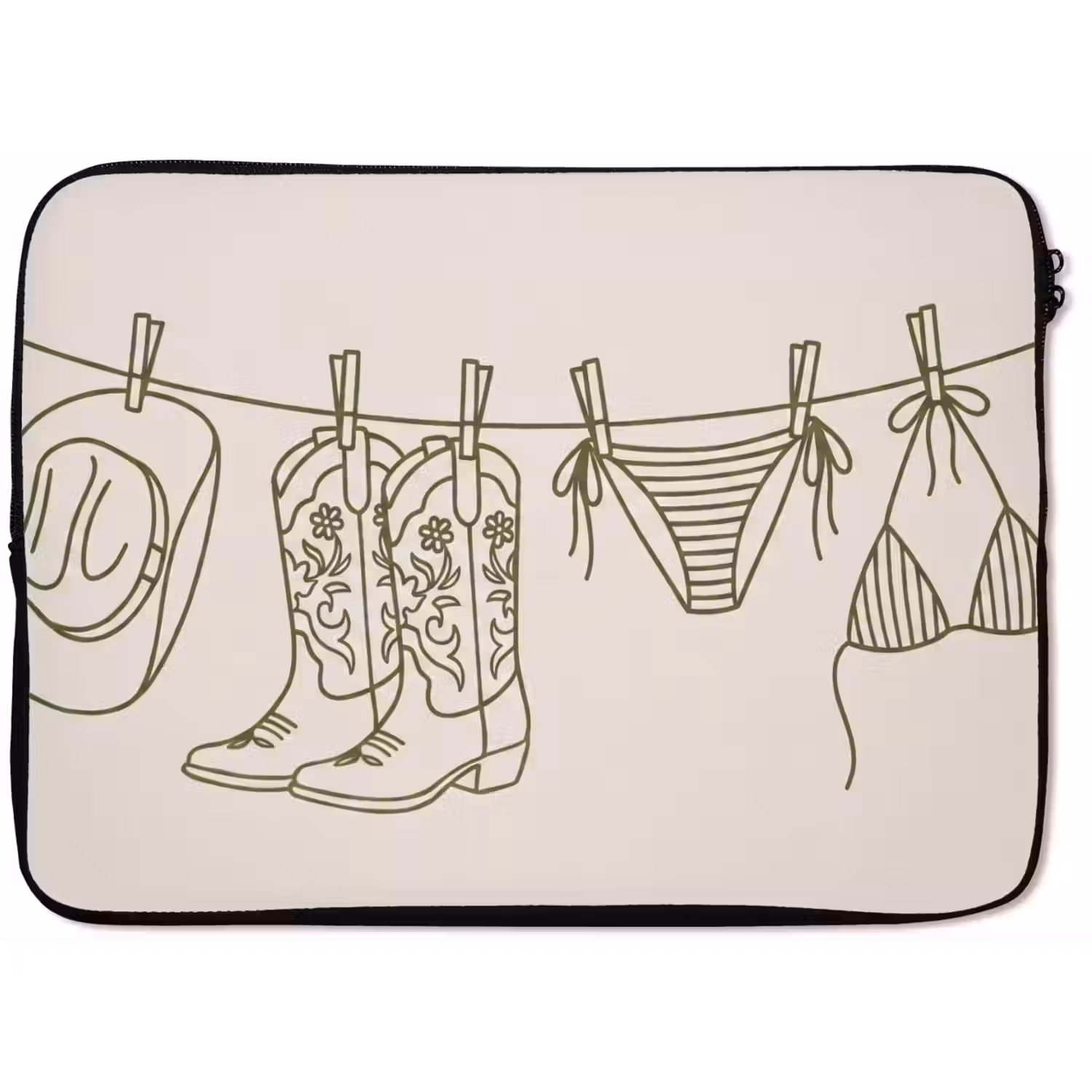 Kleding - Waslijn - Zomer - Lijntekening - Groen laptophoes neopreen klein -zkaufland3dotto