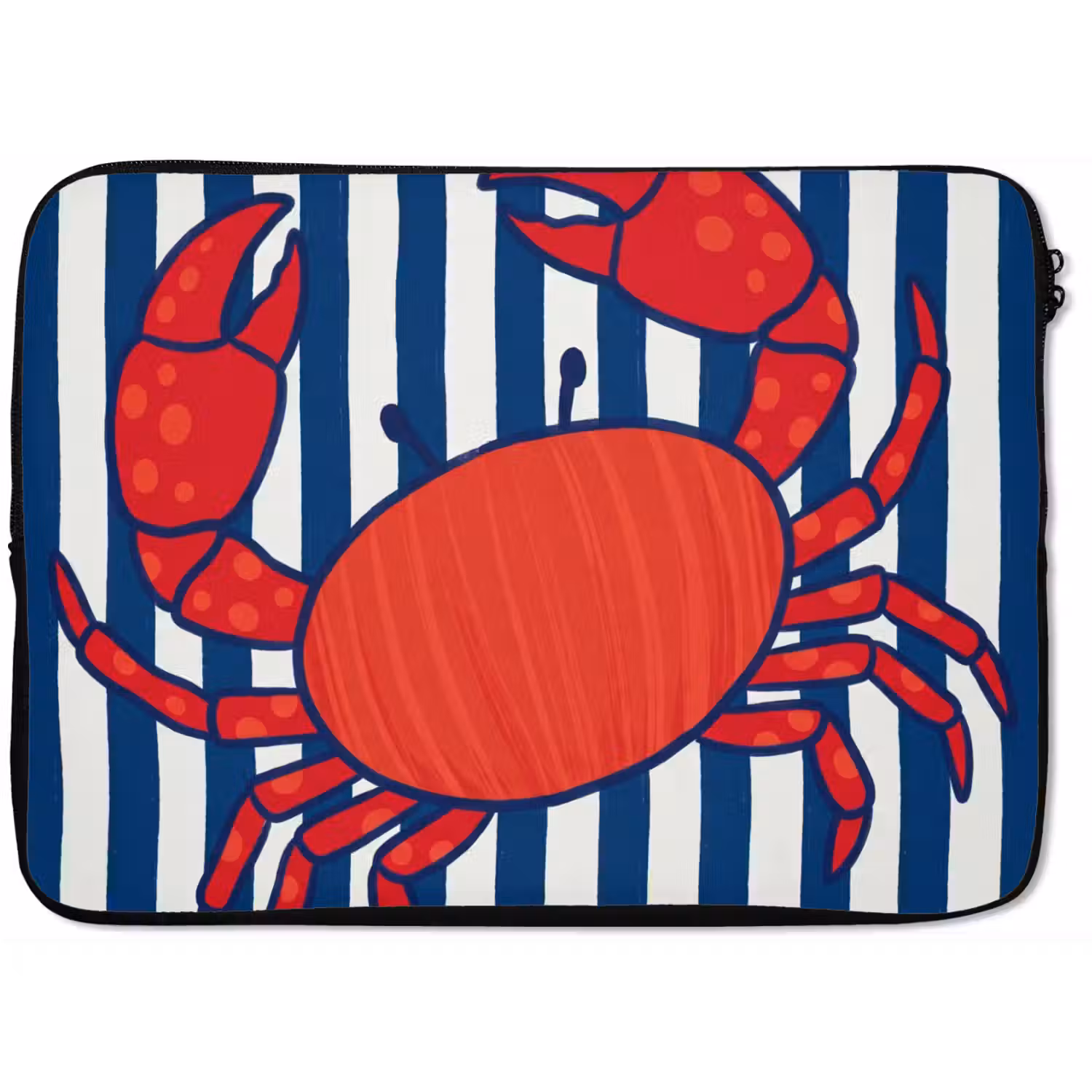 Krab - Strepen - Zeeleven - Illustratie - Rood laptophoes neopreen klein -zkaufland3dotto