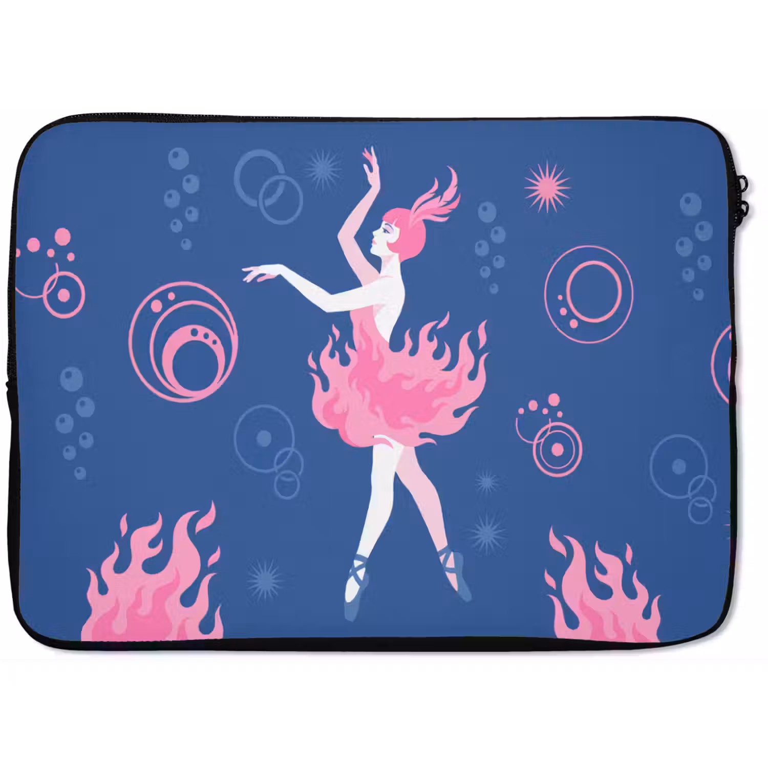 Danseres - Vlammenrok - Abstract - Roze - Blauw laptophoes neopreen klein -zkaufland3dotto