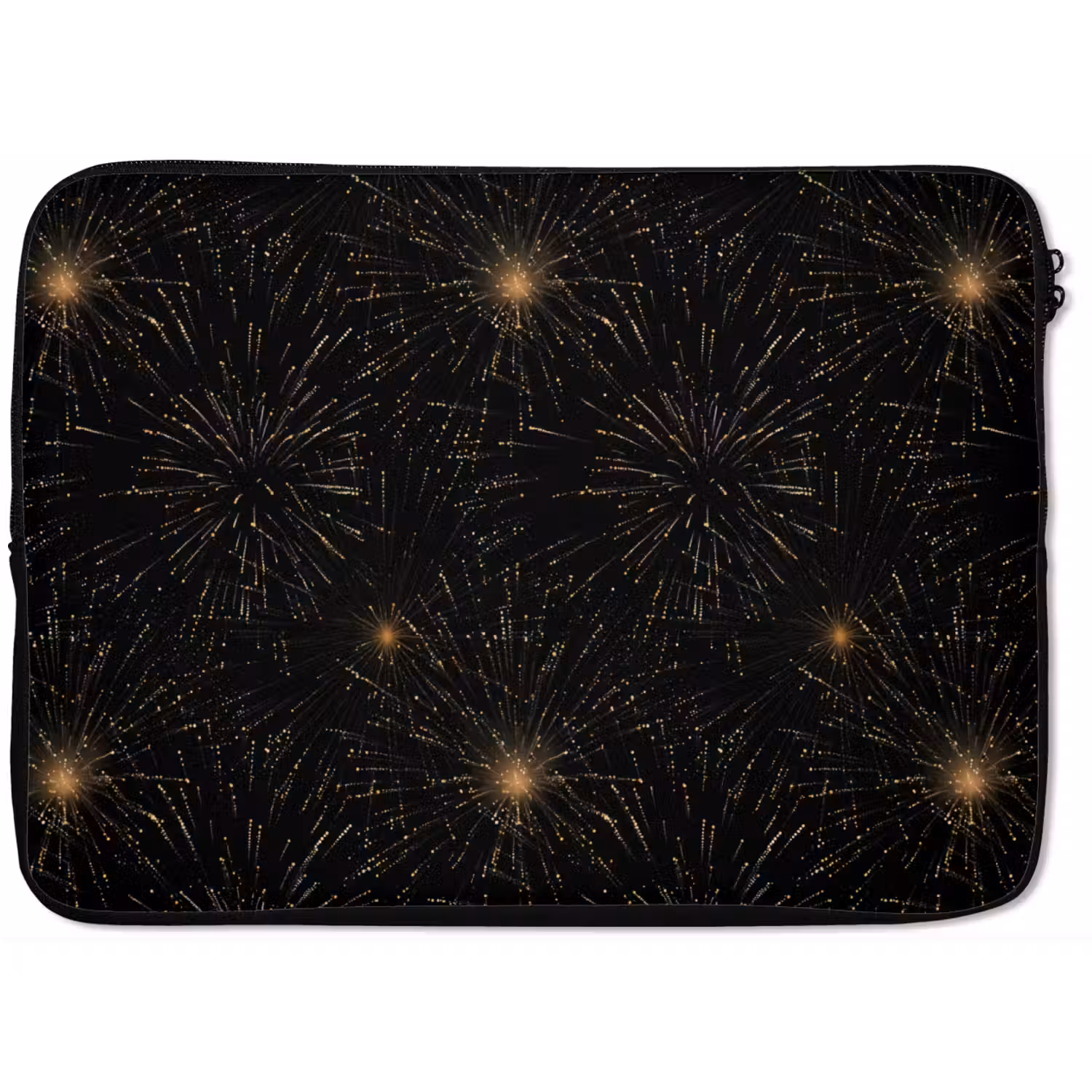 Vuurwerk - Patroon - Feestelijk - Goud - Zwart laptophoes neopreen klein 279 -zkaufland3dotto