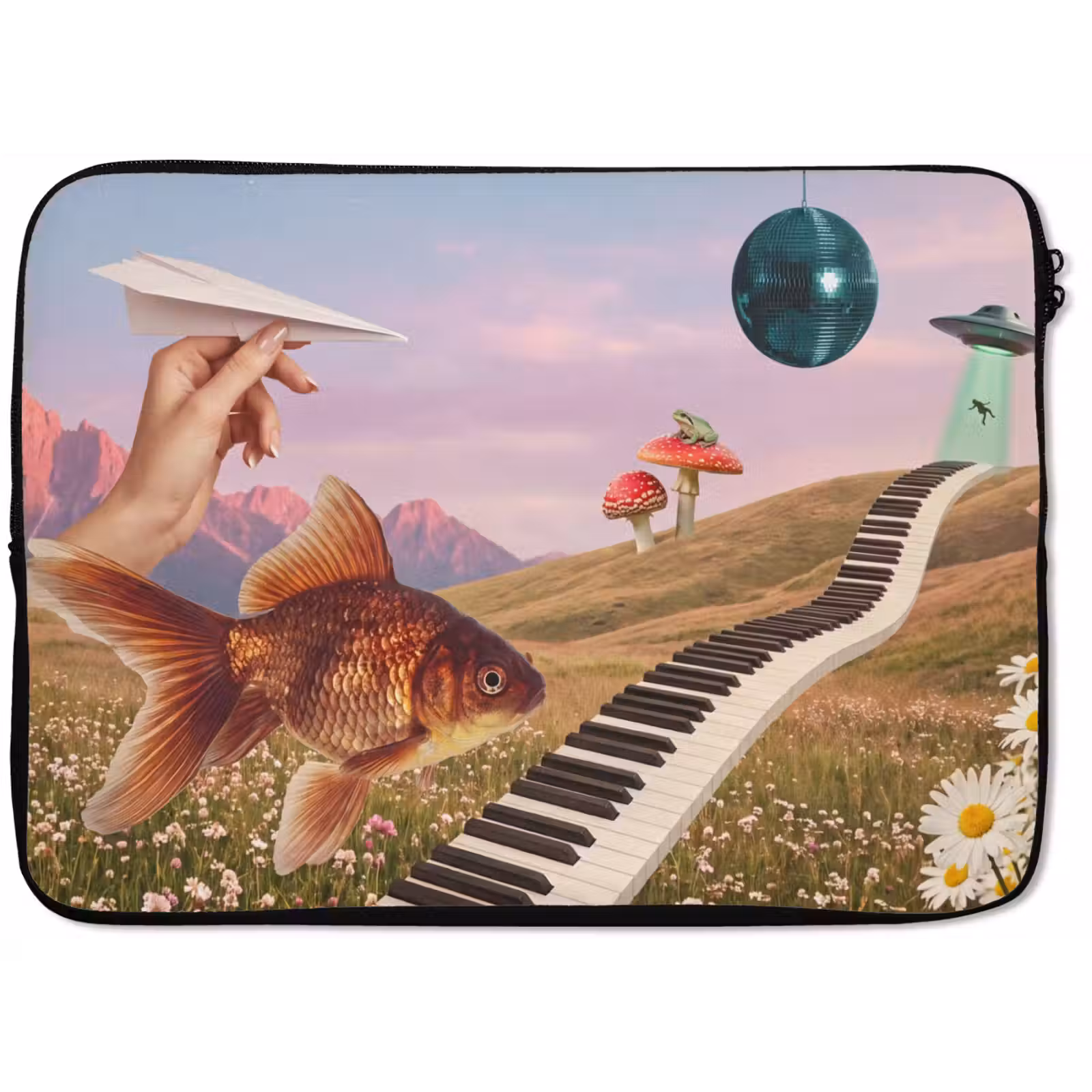 Laptop Sleeve - Fish - Nature - Abstract - Vis - Natuur - Abstract laptophoes neopreen klein