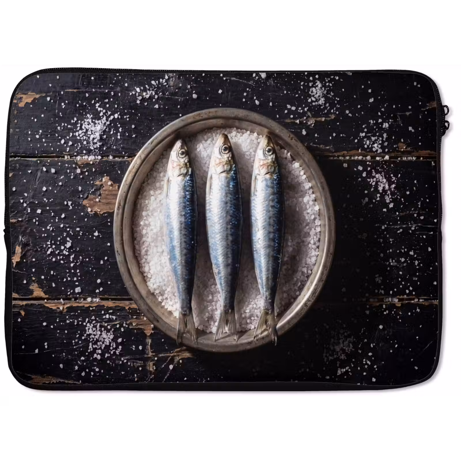 Laptop Sleeve - Fish - Salt - Food - Vis - Zout - Eten laptophoes neopreen klein