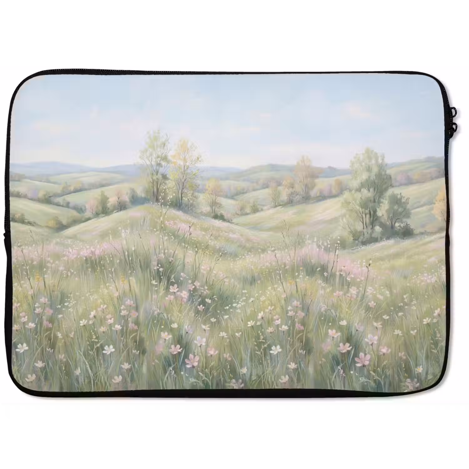 Bloemen veld - Bloemen - Groen laptophoes neopreen klein -zkaufland3dotto