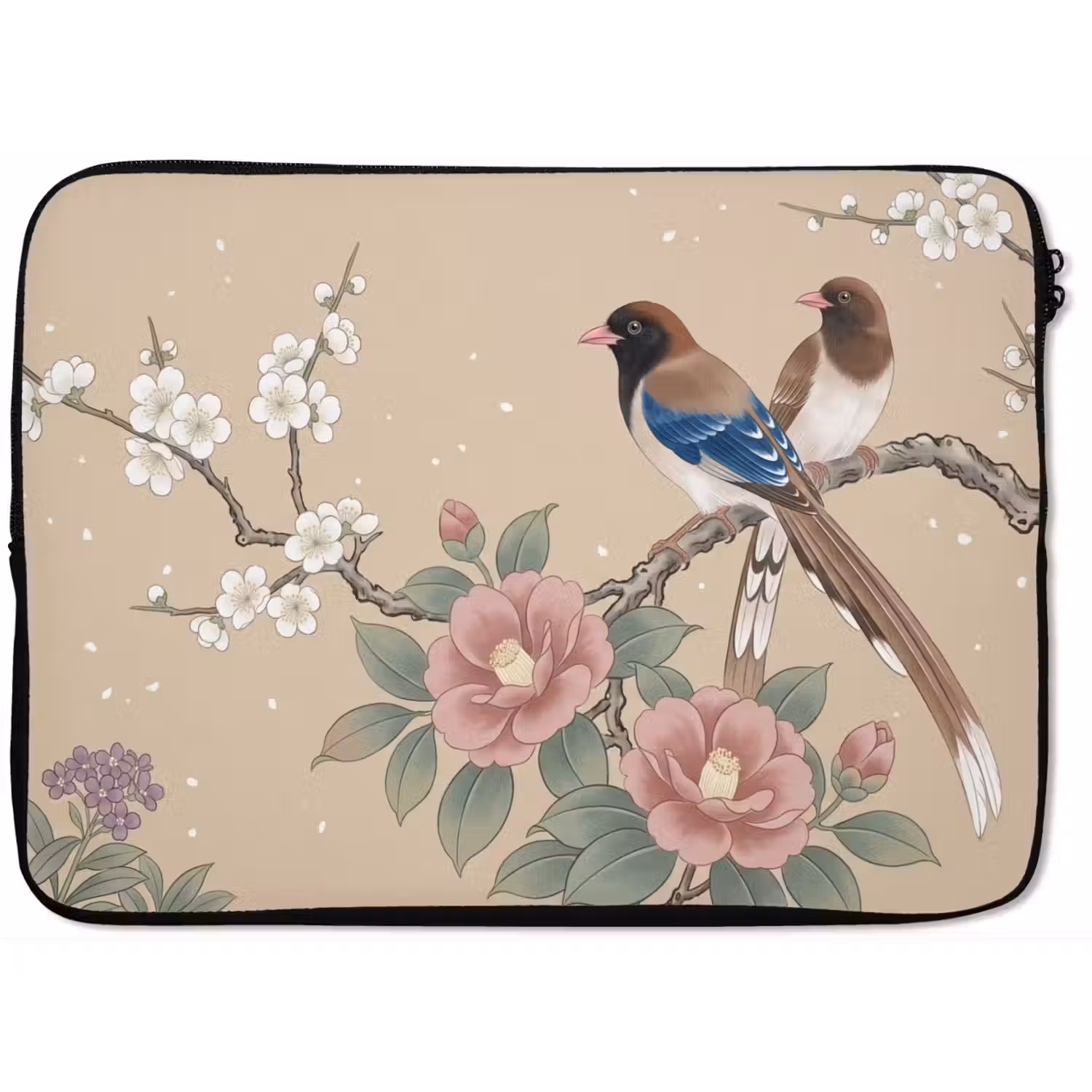 Bloemen - Vogels - Bloemen laptophoes neopreen klein -zkaufland3dotto