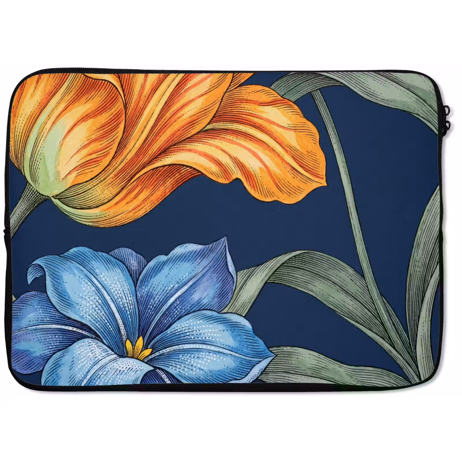 Laptop Sleeve - Flowers - Botanical - Pattern - Bloemen - Botanisch - Patroon laptophoes neopreen klein
