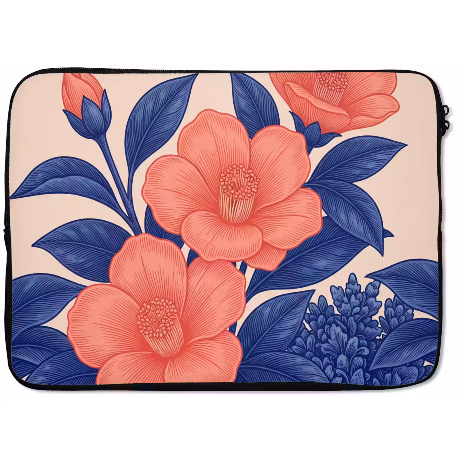 Laptop Sleeve - Flowers - Leaves - Botanical - Bloemen - Bladeren - Botanisch laptophoes neopreen klein