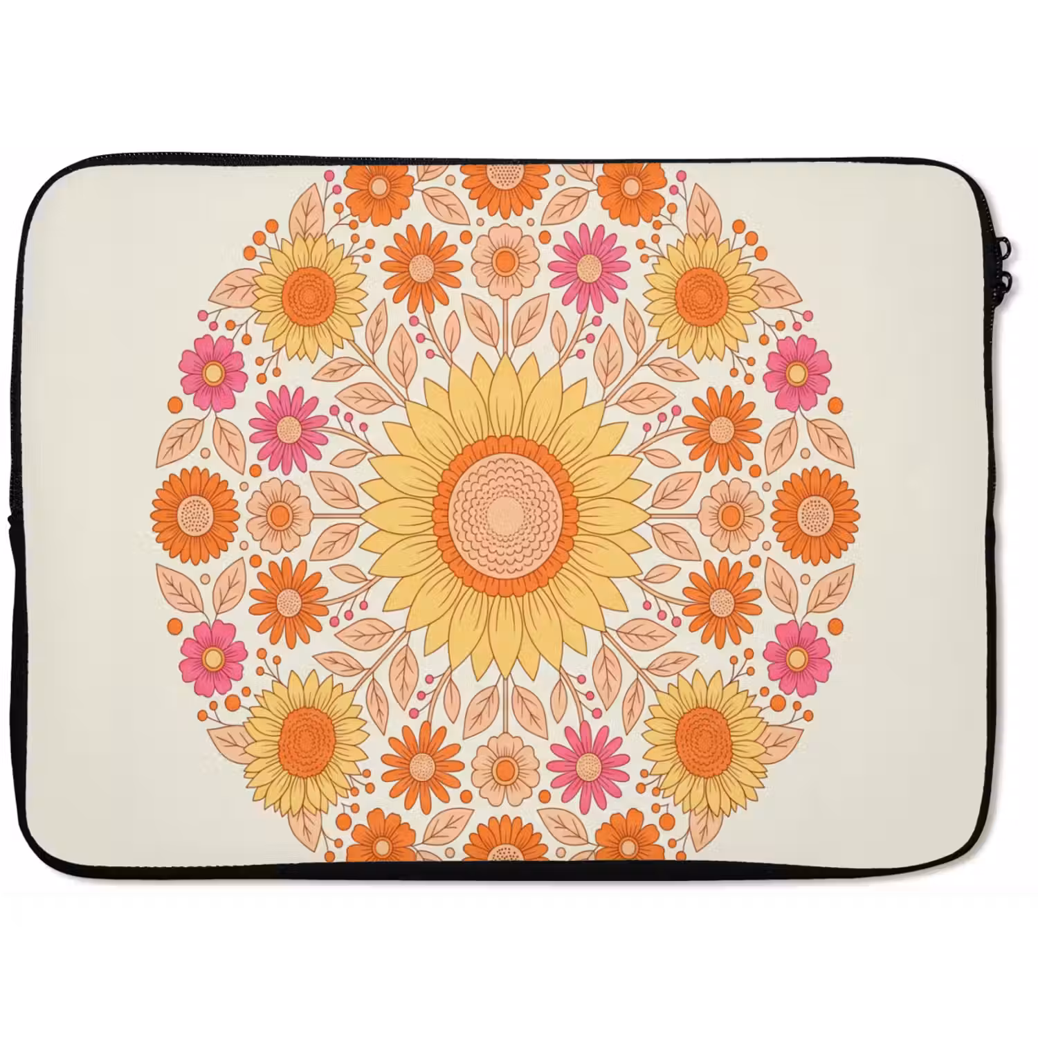 Bloemen - Mandala - Patroon - Kleurrijk laptophoes neopreen klein -zkaufland3dotto