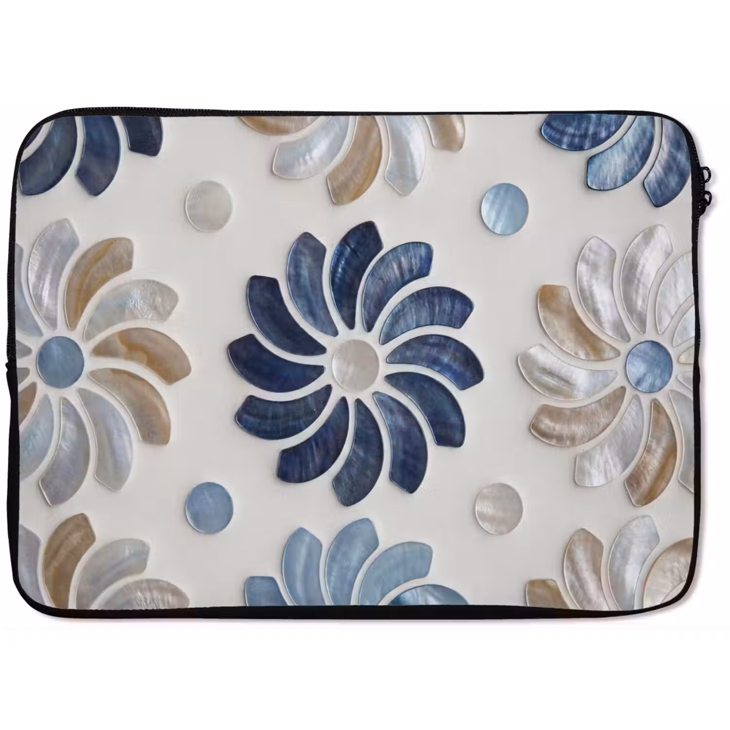 Bloemen - Parelmoer - Abstract - Patroon - Blauw laptophoes neopreen klein -zkaufland3dotto