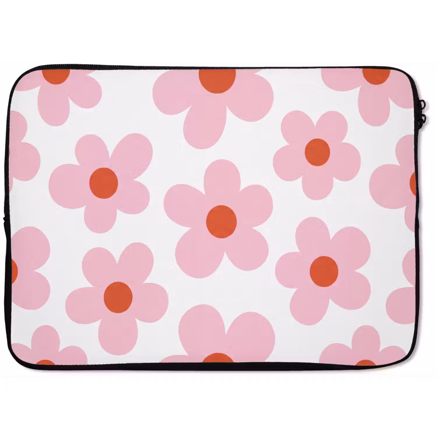 Bloemen - Patroon - Modern - Roze - Wit laptophoes neopreen klein -zkaufland3dotto