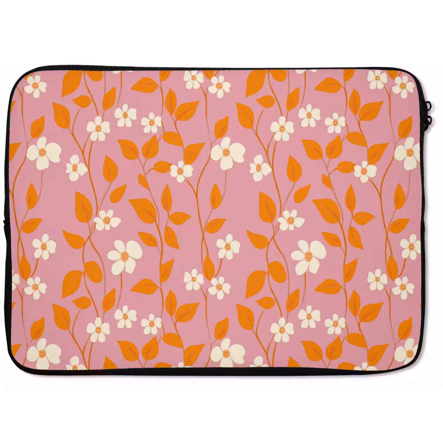 Bloemen - Patroon - Oranje laptophoes neopreen klein 279 -zkaufland3dotto