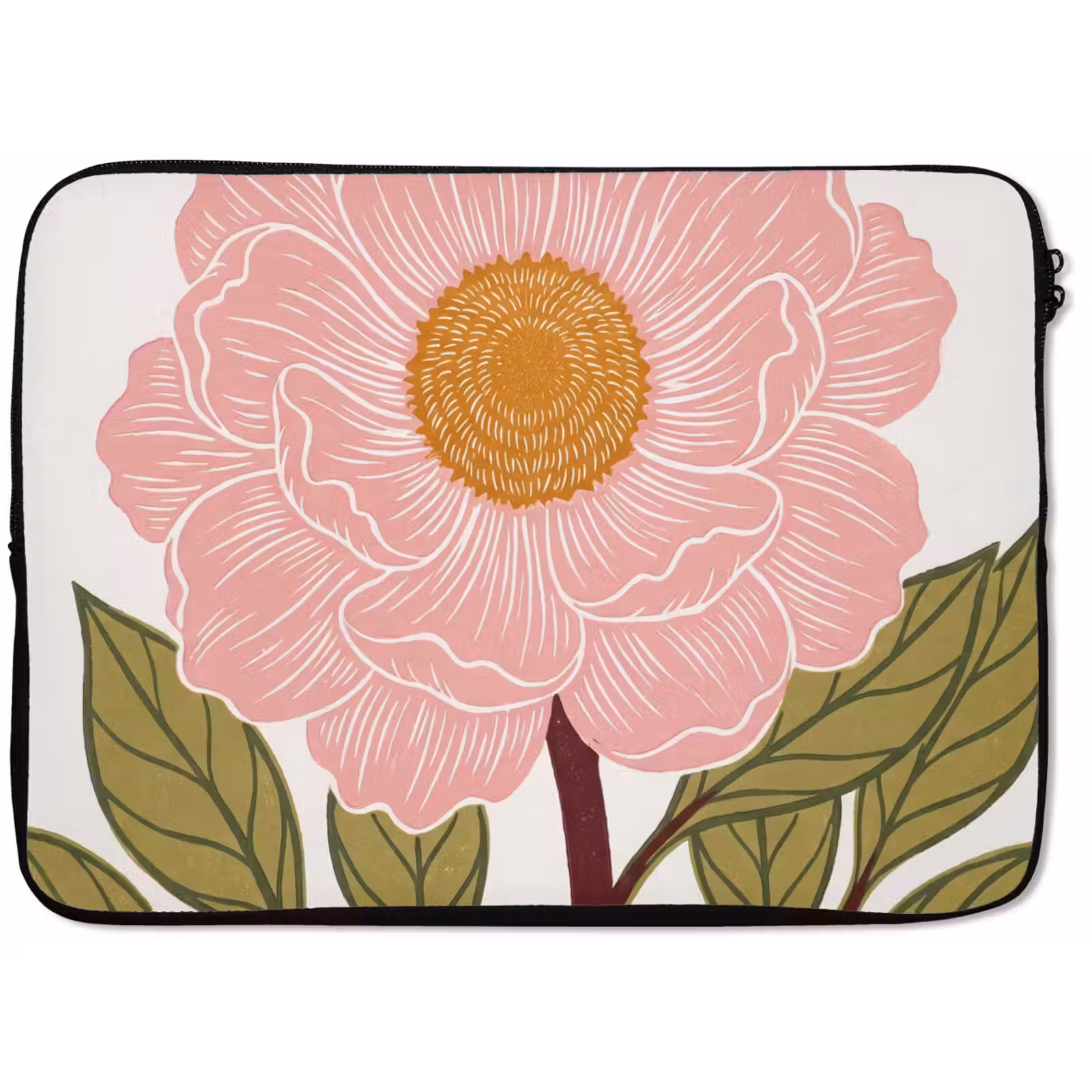 Laptop Sleeve - Flowers - Pink - Illustration - Bloemen - Roze - Illustratie laptophoes neopreen klein