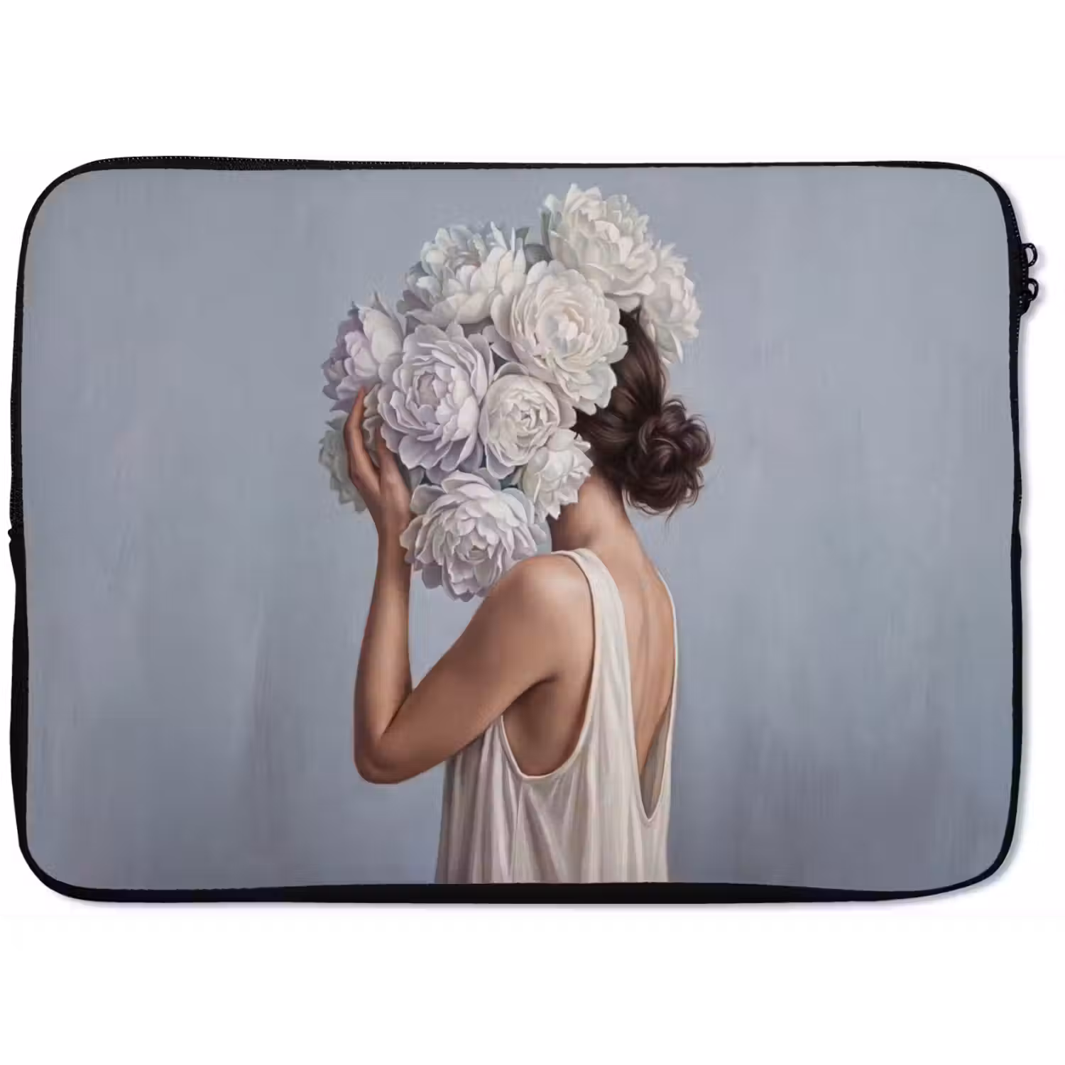 Bloemen - Vrouw - Wit laptophoes neopreen klein -zkaufland3dotto