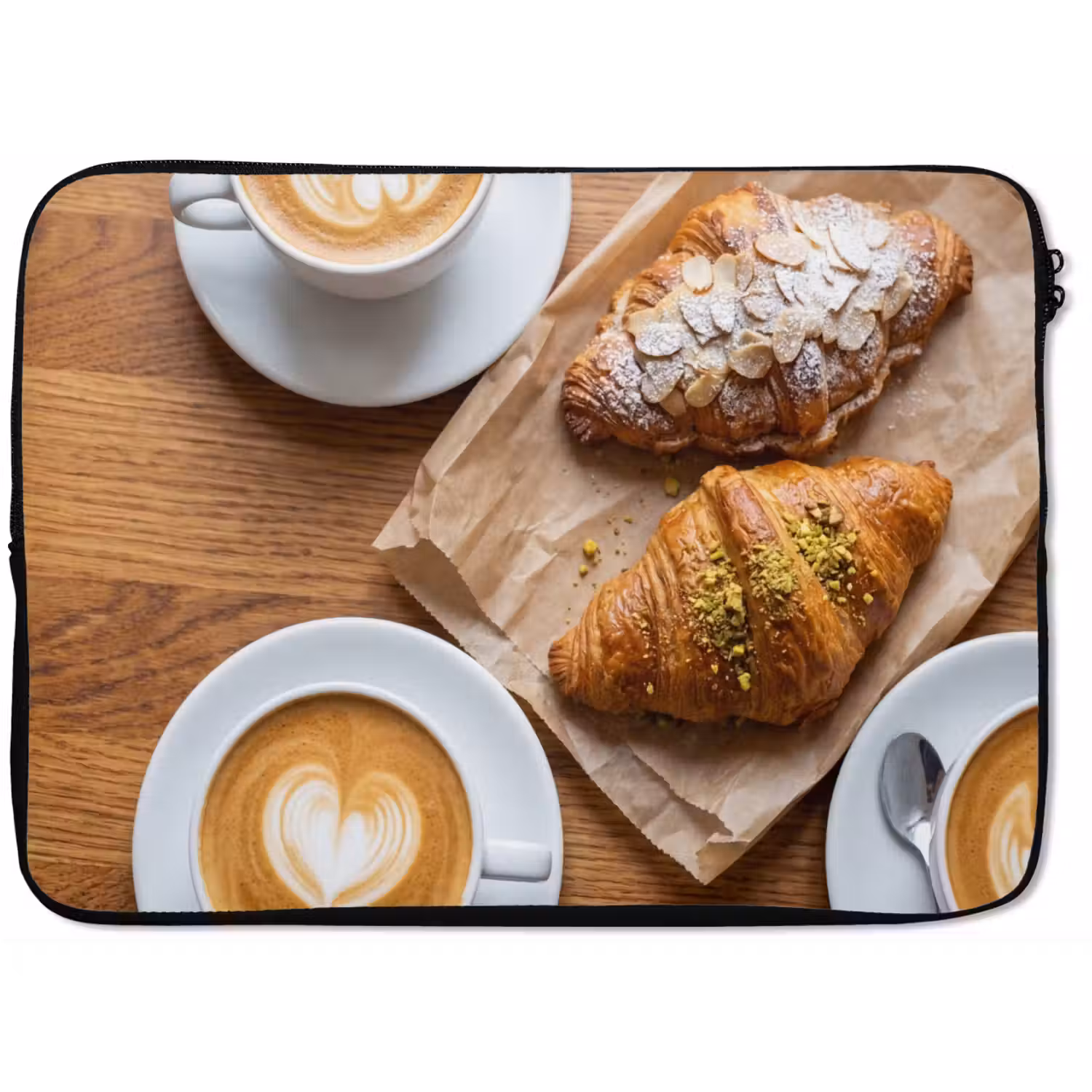 Eten - Croissant - Koffie - Ontbijt - Modern laptophoes neopreen klein -zkaufland3dotto
