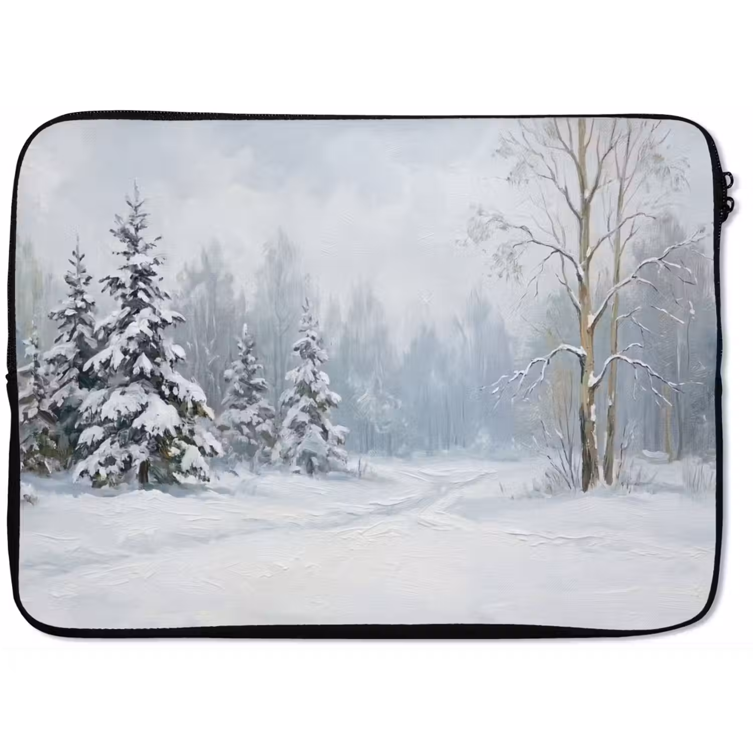 Bospad - Dennen - Sneeuw - Winter - Rustgevend laptophoes neopreen klein -zkaufland3dotto