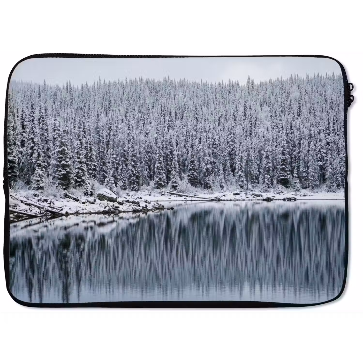 Bos - Reflectie - Meer - Winter - Serene laptophoes neopreen klein -zkaufland3dotto