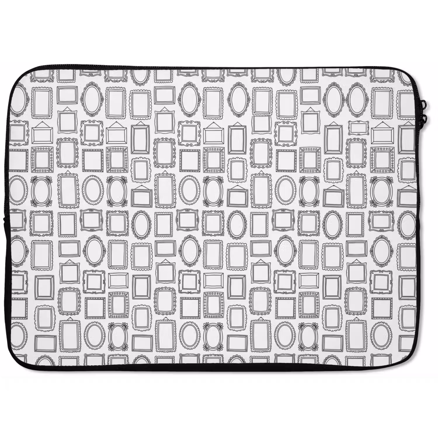 Lijsten - Patroon - Decoratie - Schets - Zwart-wit laptophoes neopreen klein -zkaufland3dotto