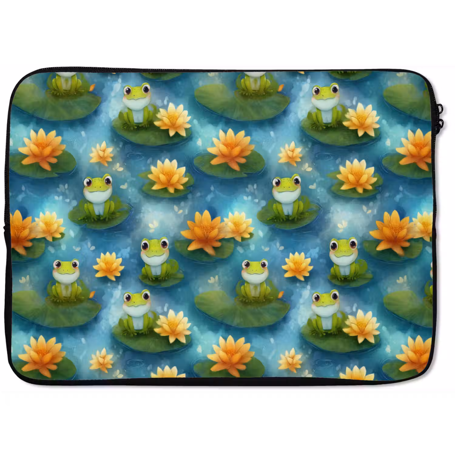 Kikker - Lelies - Groen laptophoes neopreen klein 279 -zkaufland3dotto