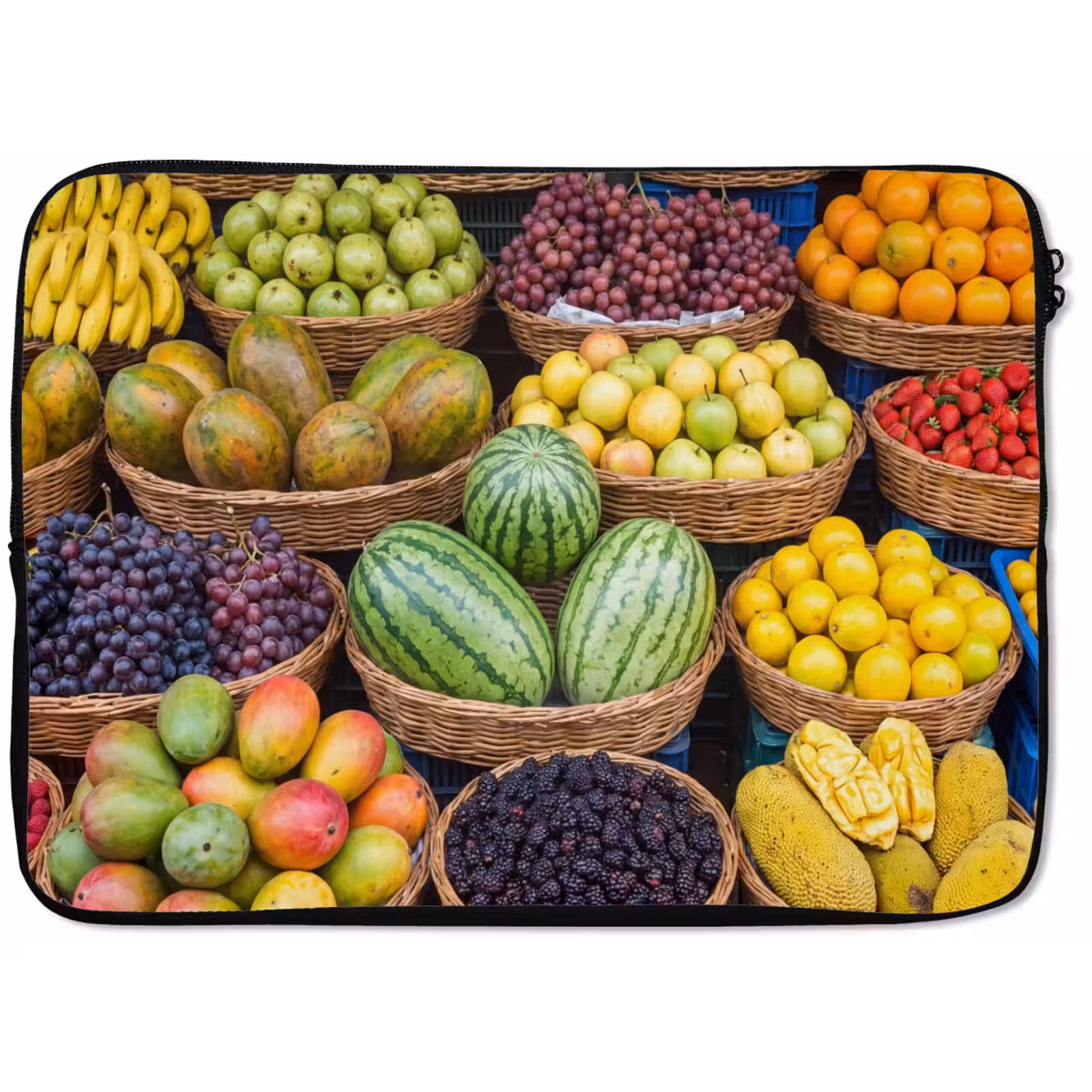 Laptop Sleeve - Fruit - Market - Colorful - Fruit - Markt - Kleurrijk laptophoes neopreen klein