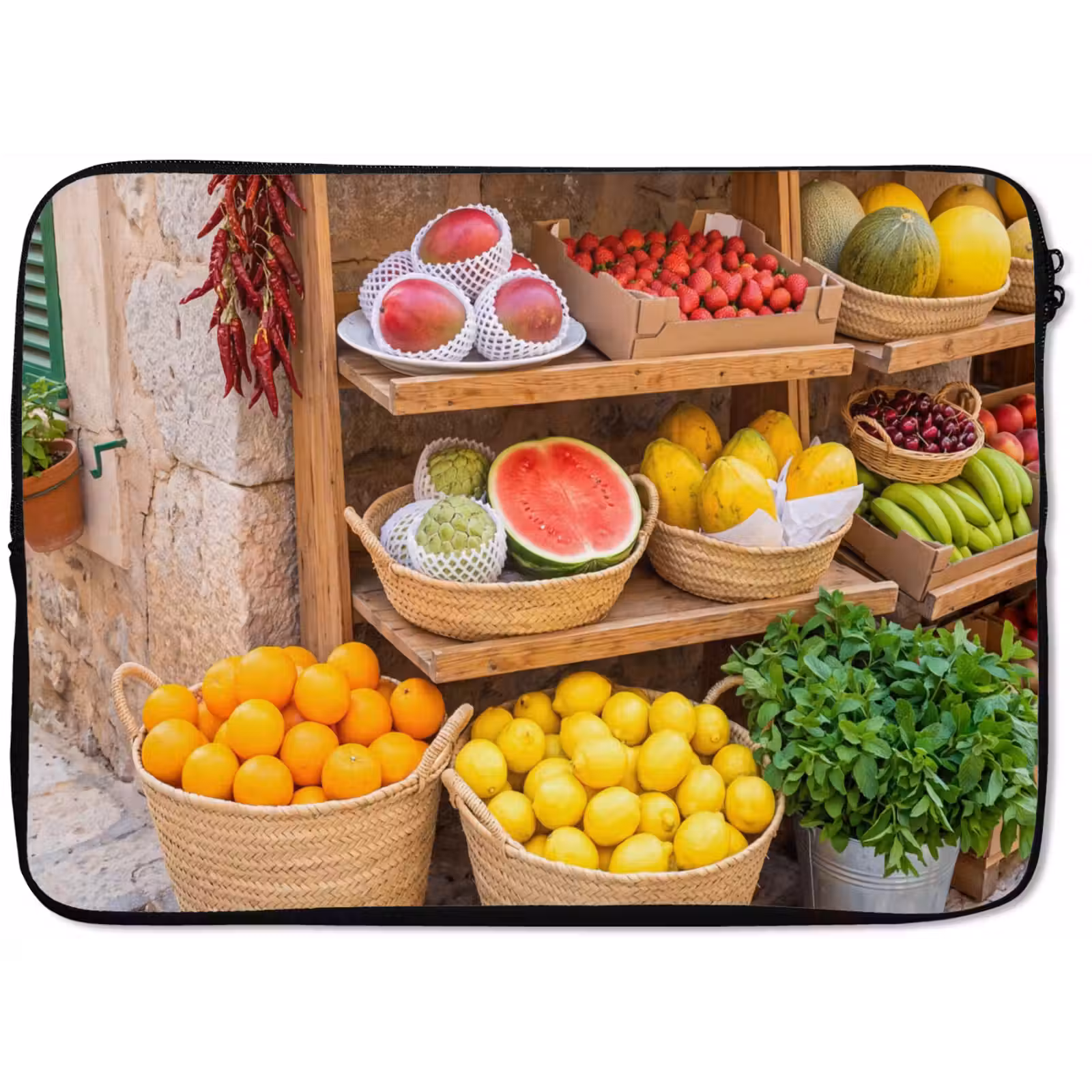 Laptop Sleeve - Fruit - Market - Fresh - Fruit - Markt - Vers laptophoes neopreen klein