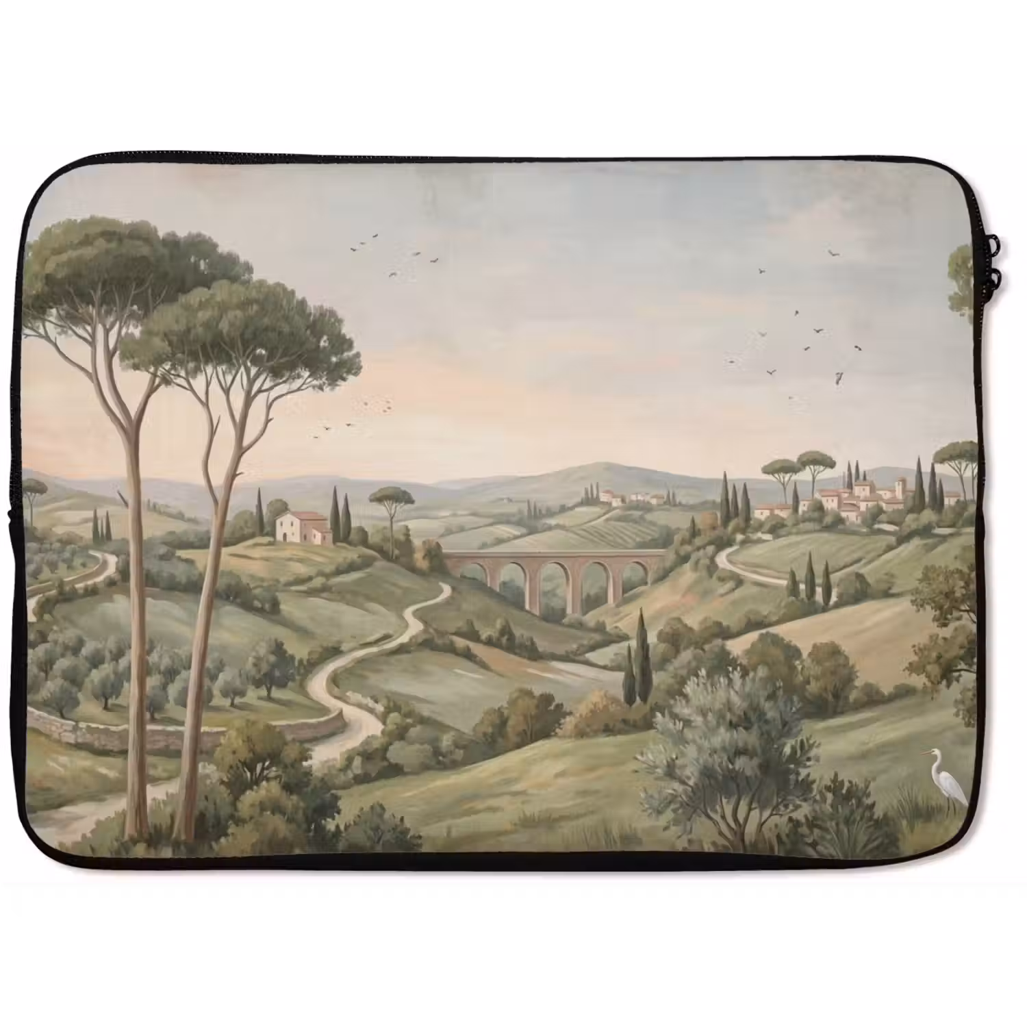 Landschap - Heuvels - Zandpad - Groen laptophoes neopreen klein -zkaufland3dotto