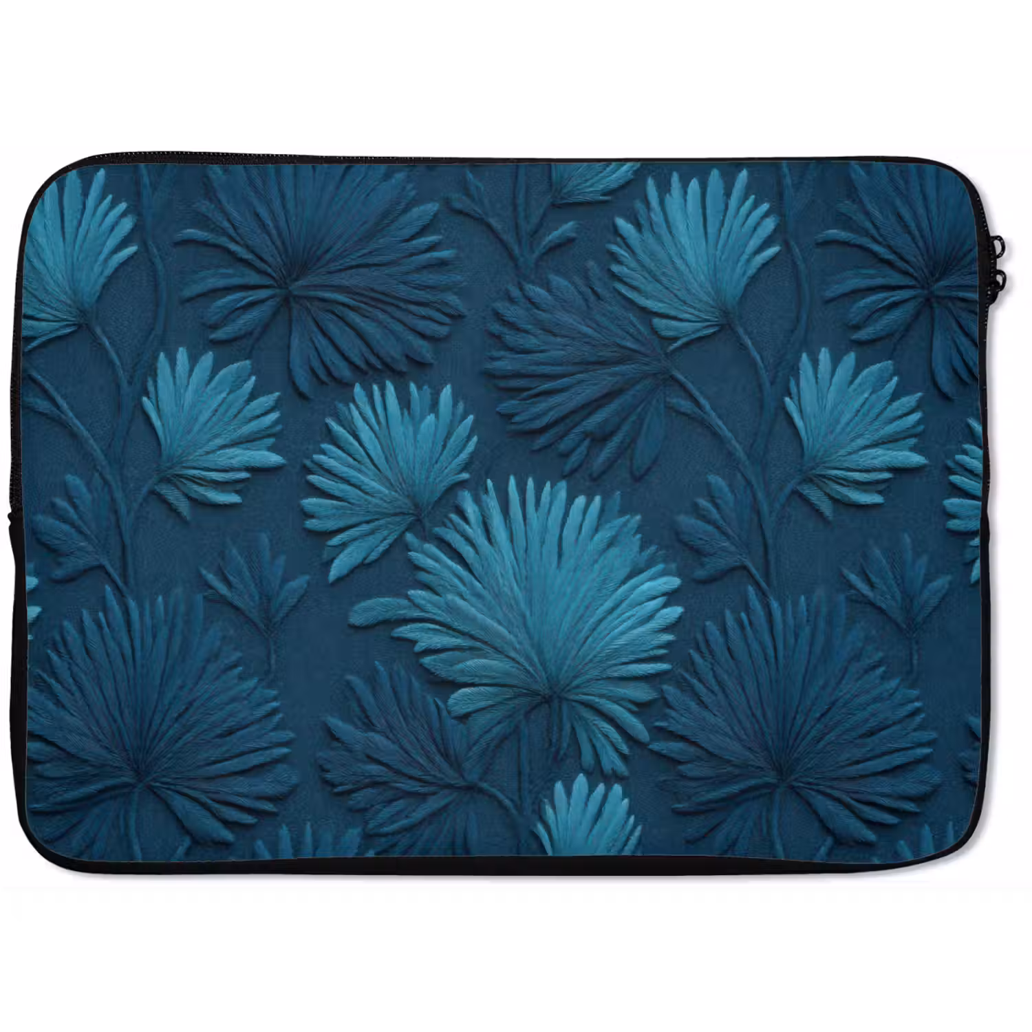 Bladeren - Reliëf - Patroon - Oceaanblauw - Modern laptophoes neopreen klein 279 -zkaufland3dotto