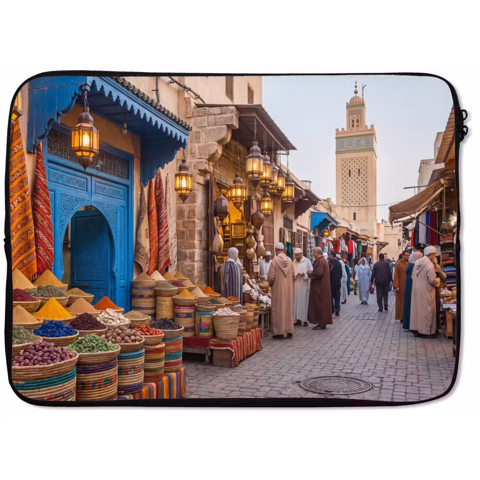 Laptop Sleeve - Market - Oriental - Colorful - Markt - Oosters - Kleurrijk laptophoes neopreen klein
