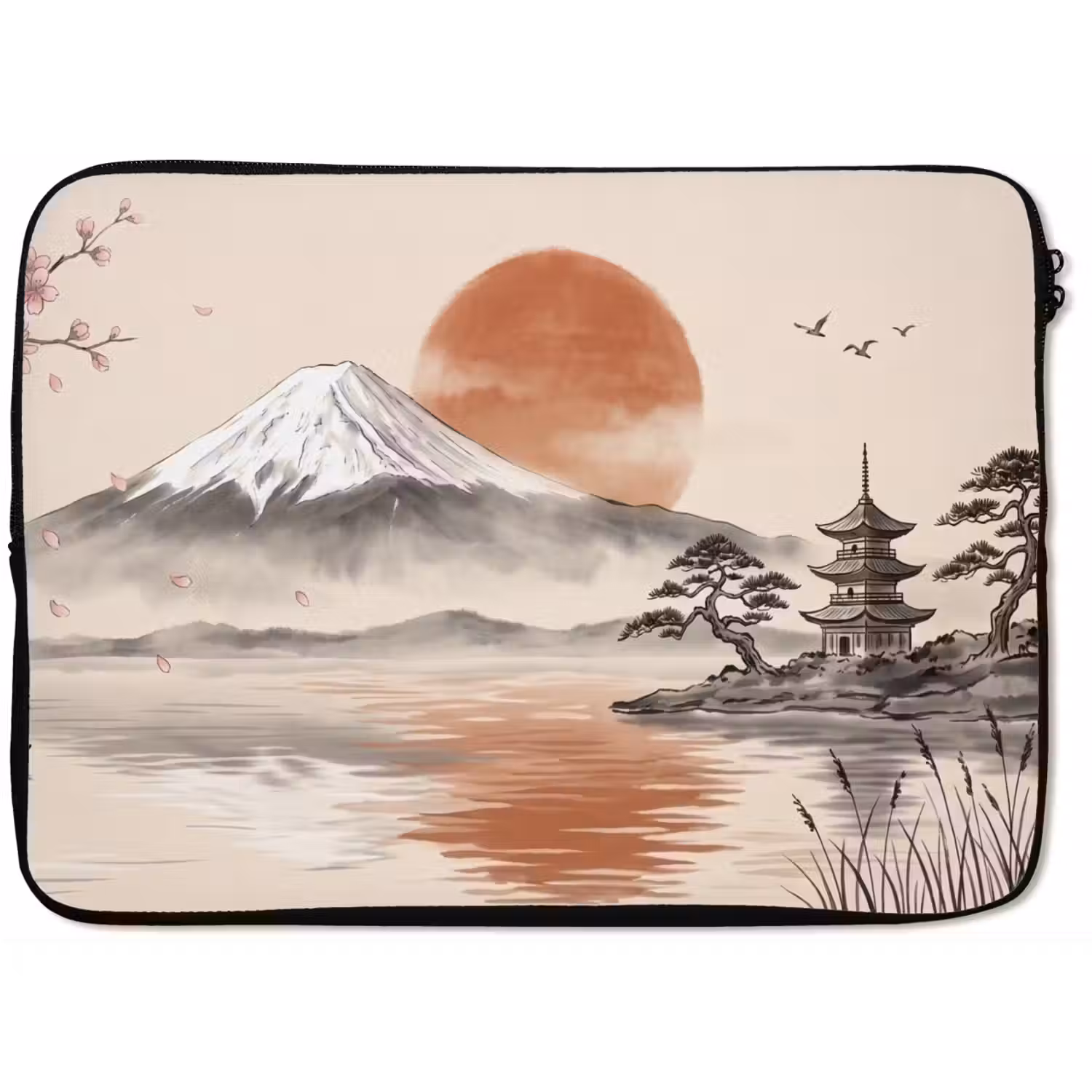Bergtop - Meer - Bloesem laptophoes neopreen klein -zkaufland3dotto