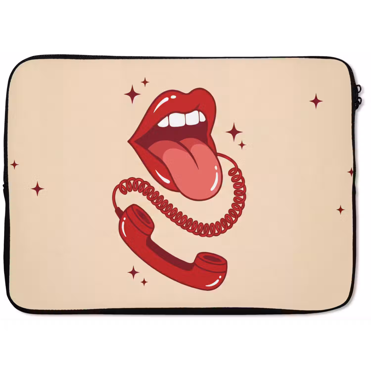 Mond - Telefoon - Popart - Rood - Illustratie laptophoes neopreen klein -zkaufland3dotto