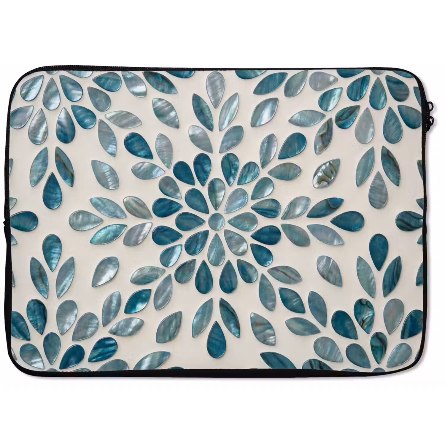 Patroon - Bladeren - Abstract - Modern - Turquoise laptophoes neopreen klein -zkaufland3dotto