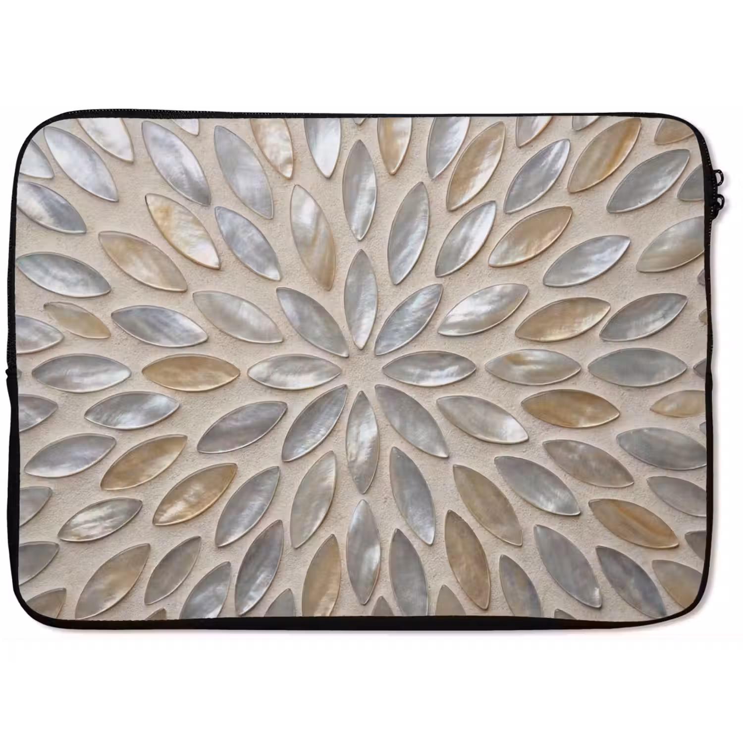 Patroon - Ovaal - Glanzend - Abstract - Beige laptophoes neopreen klein -zkaufland3dotto