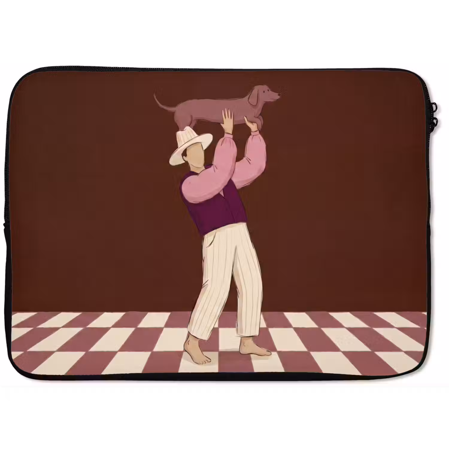 Mens - Hond - Dieren - Abstract - Roze laptophoes neopreen klein -zkaufland3dotto