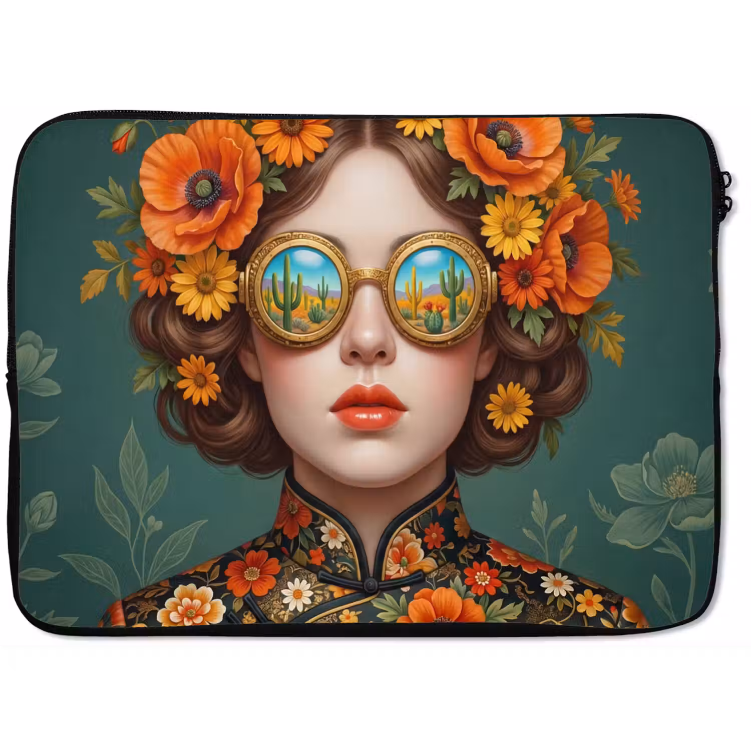 Portret - Vrouw - Kleurrijk - Expressief laptophoes neopreen klein -zkaufland3dotto