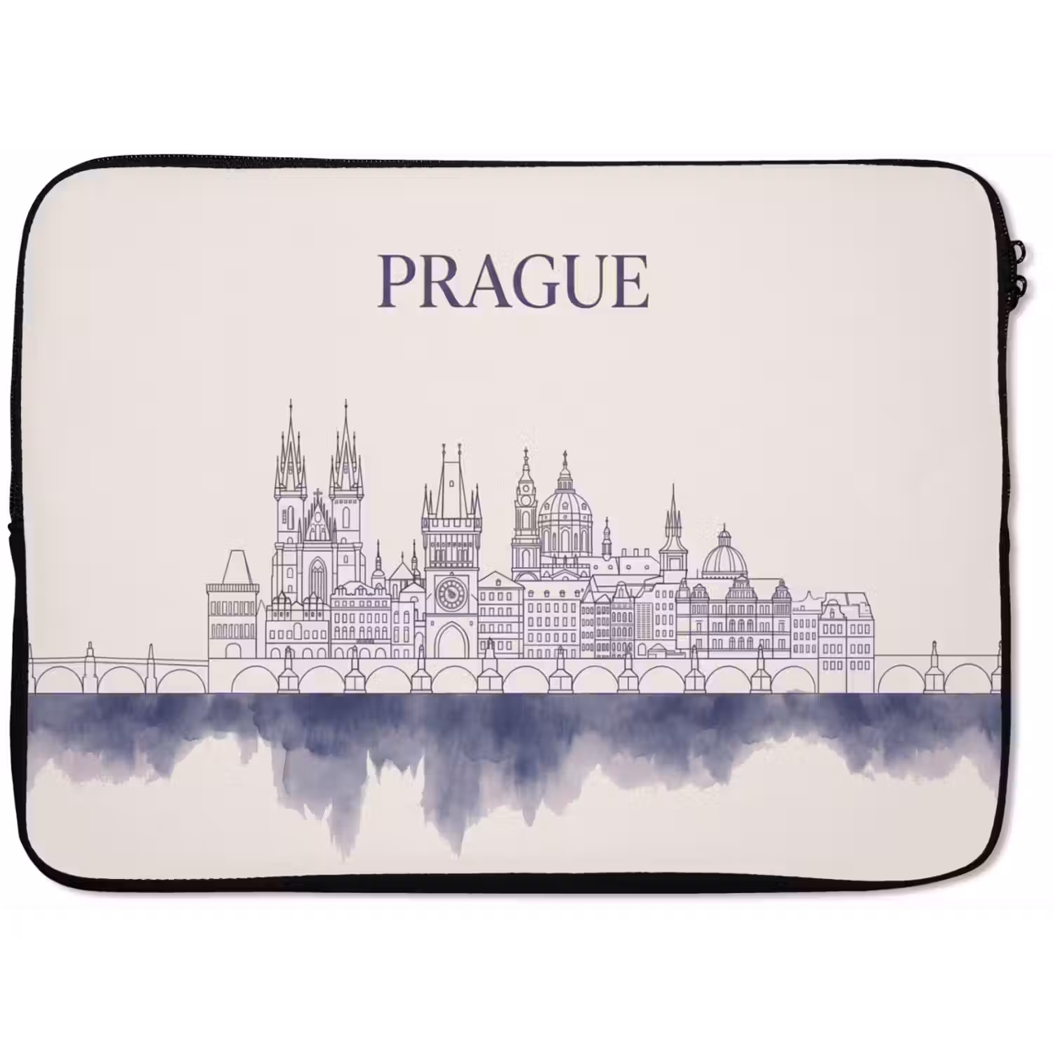 Praag - Skyline - Architectuur - Blauw laptophoes neopreen klein -zkaufland3dotto