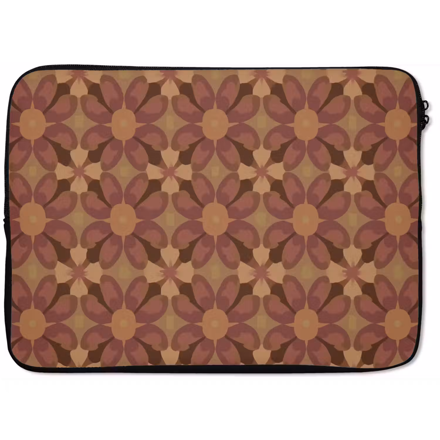 Retro - Bloemen - Bruin laptophoes neopreen klein 279 -zkaufland3dotto