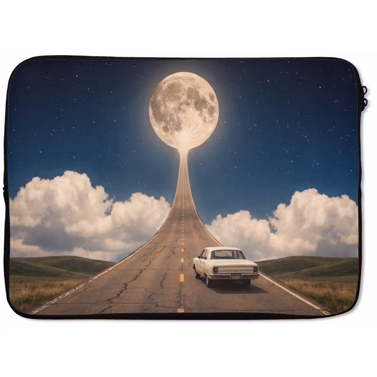 Laptop Sleeve - Road - Moon - Night - Weg - Maan - Nacht laptophoes neopreen klein