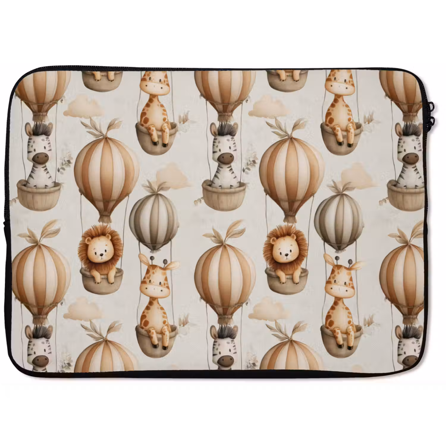 Safari - Luchtballonen - Taupe laptophoes neopreen klein 279 -zkaufland3dotto