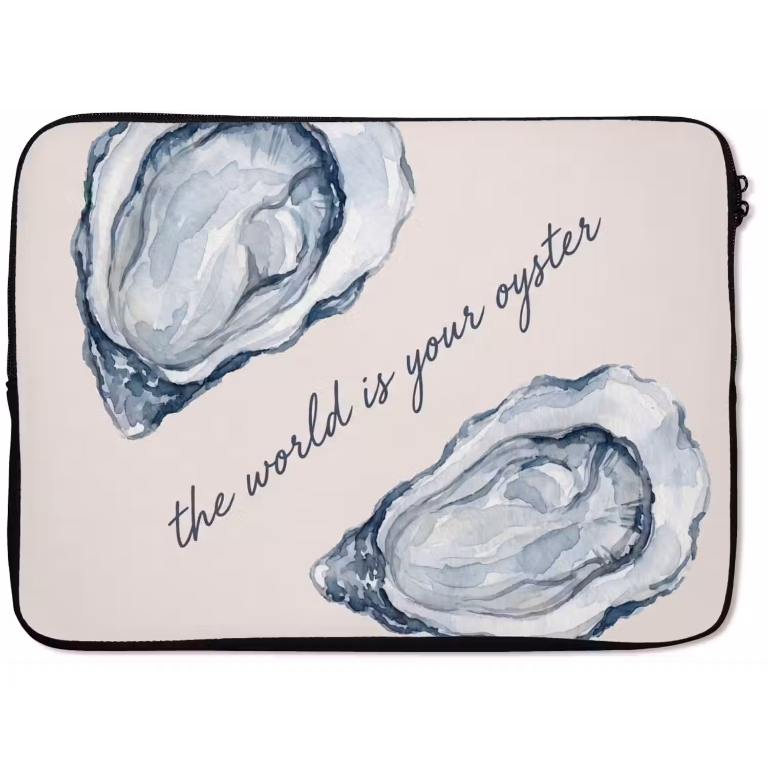 Zeeleven - Oester - Aquarel - Minimalistisch - Blauw laptophoes neopreen klein -zkaufland3dotto