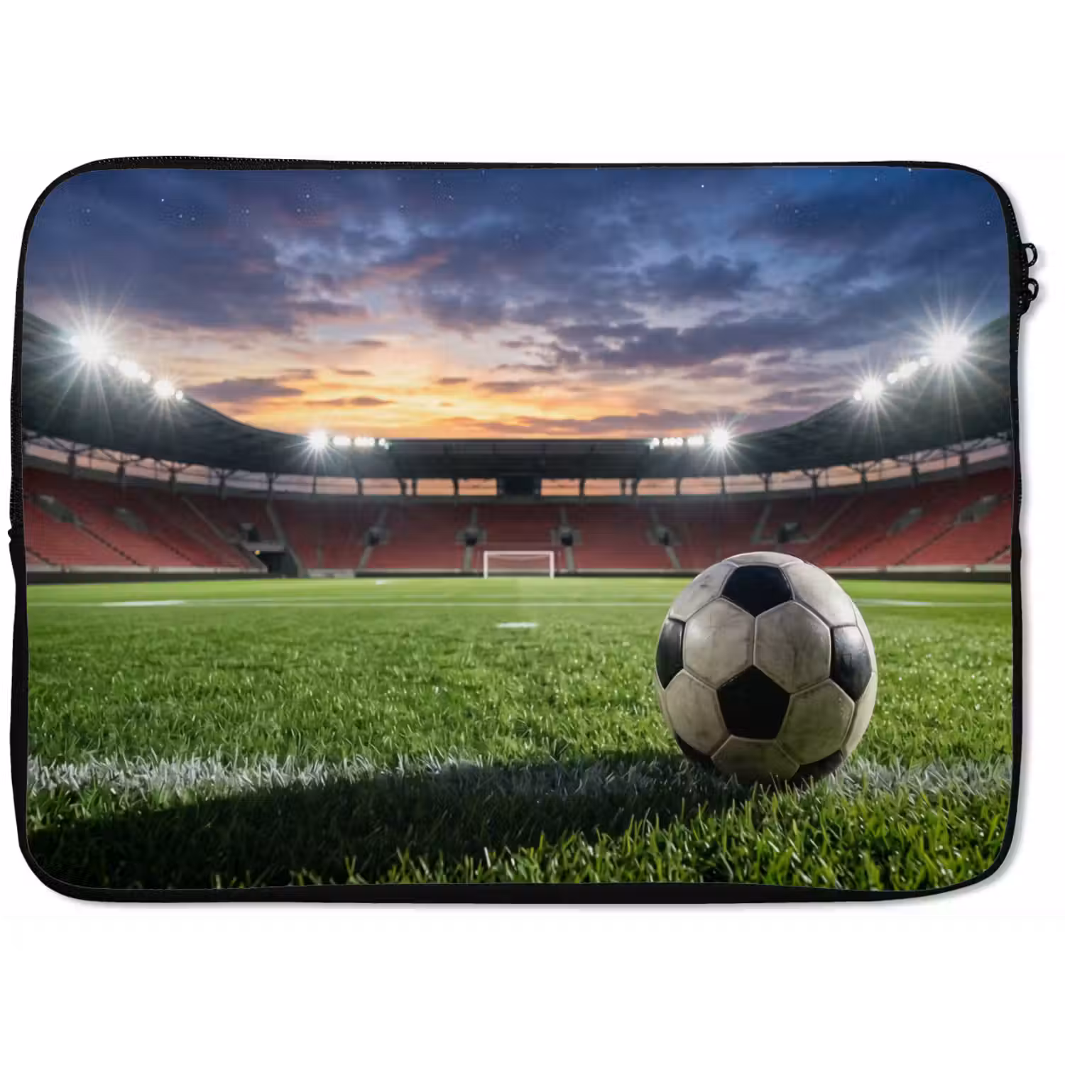 Voetbal - Stadion - Sport - Groen laptophoes neopreen klein -zkaufland3dotto