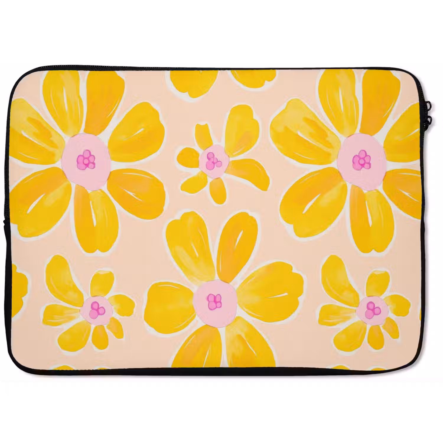 Zomers - Bloemen - Geel laptophoes neopreen klein 279 -zkaufland3dotto