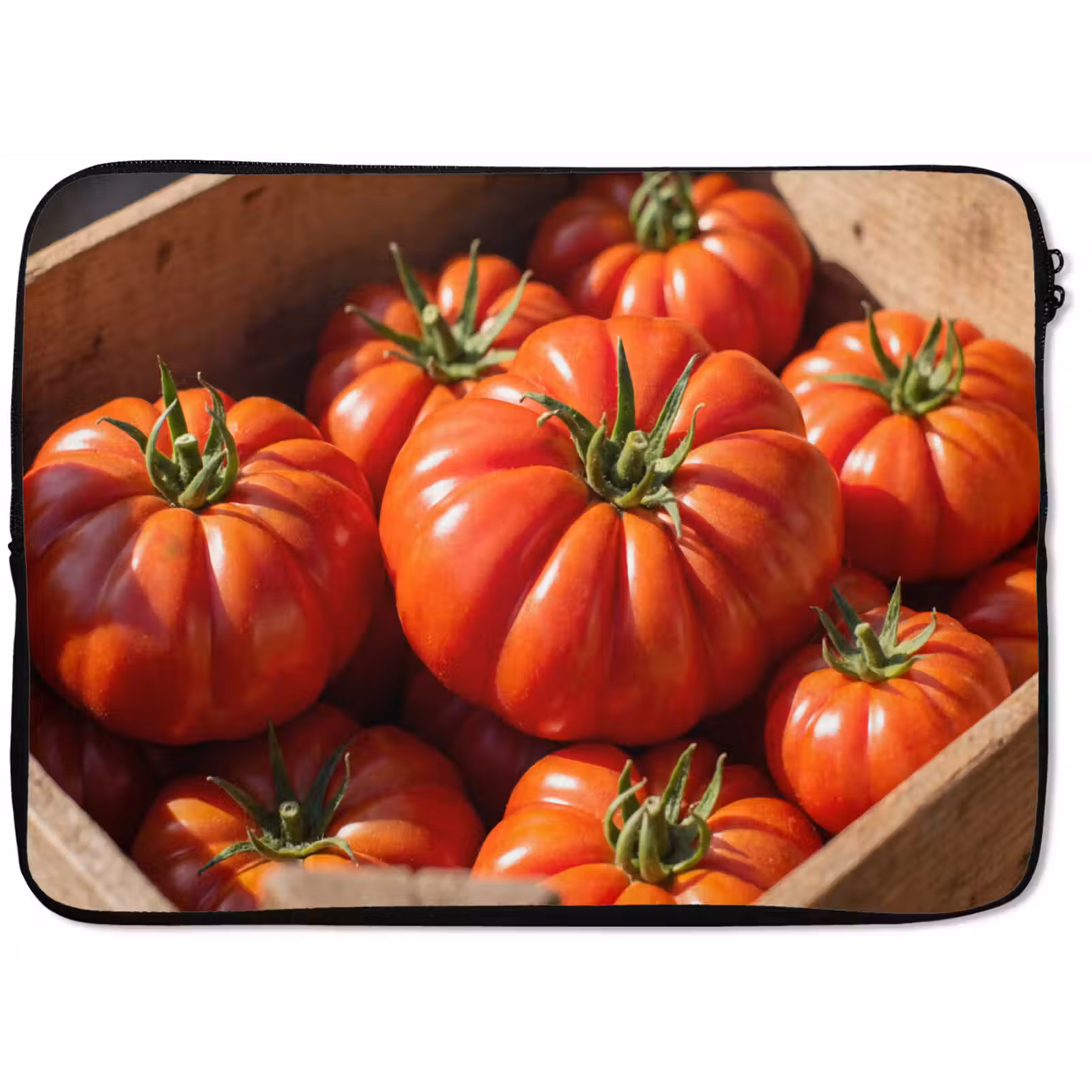 Laptop Sleeve - Tomato - Wooden - Crate - Tomaat - Houten - Kist laptophoes neopreen klein