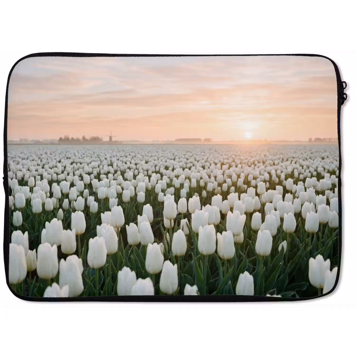 Tulpen - Landschap - Wit laptophoes neopreen klein -zkaufland3dotto