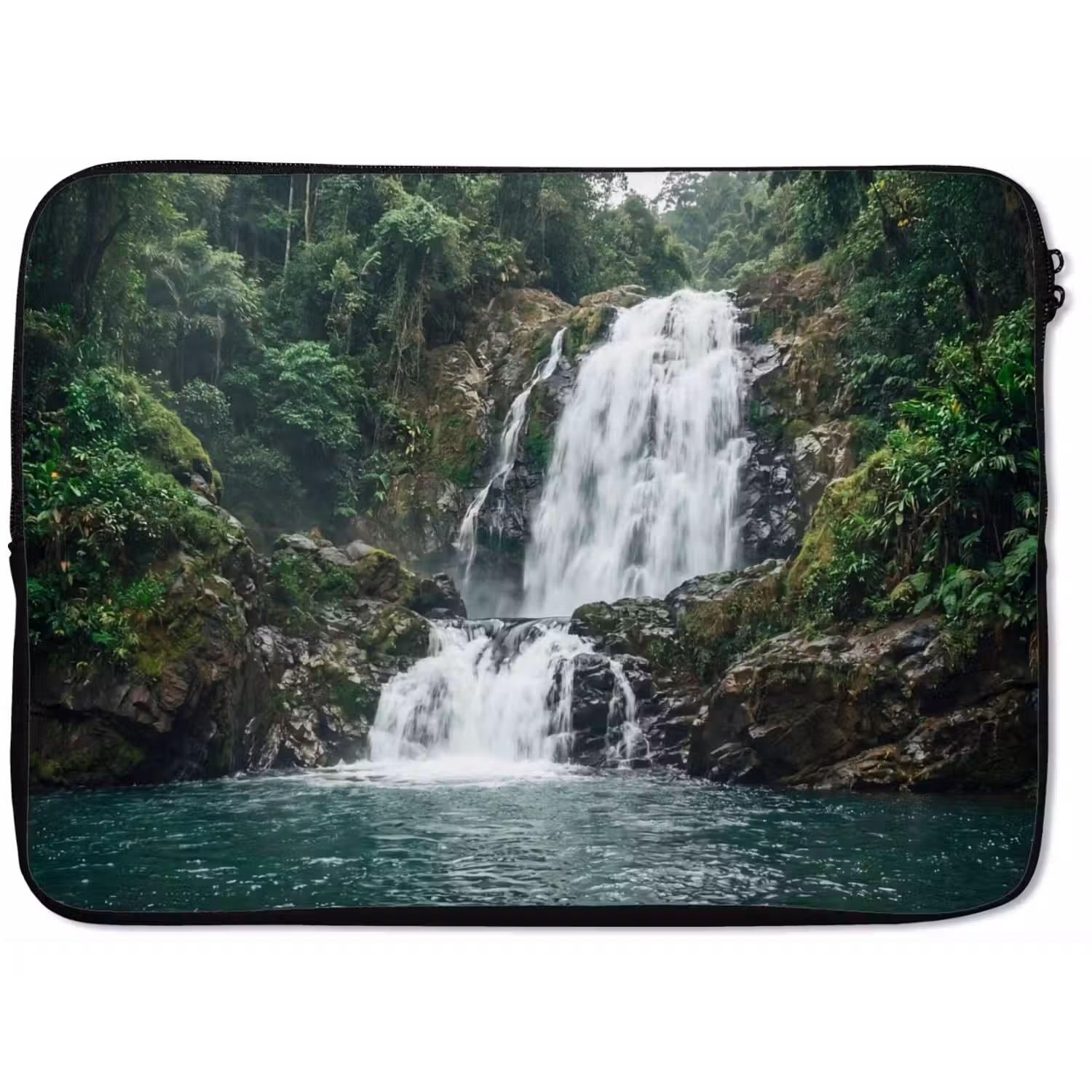 Waterval - Bos - Natuur - Groen laptophoes neopreen klein -zkaufland3dotto